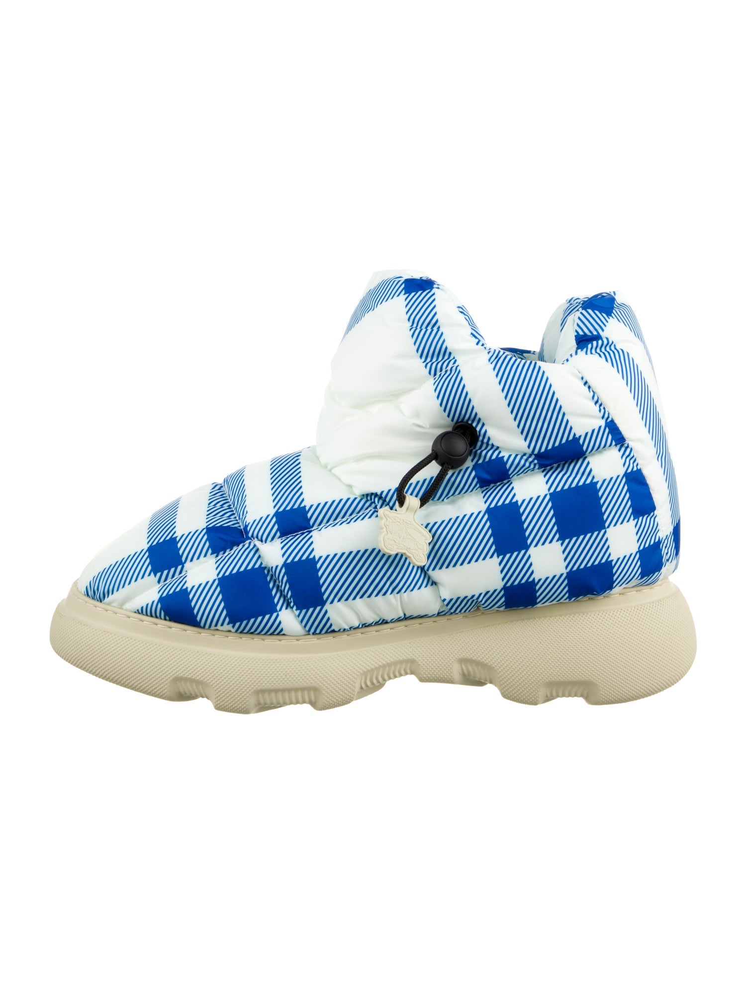 Burberry Nylon Plaid Print Boots