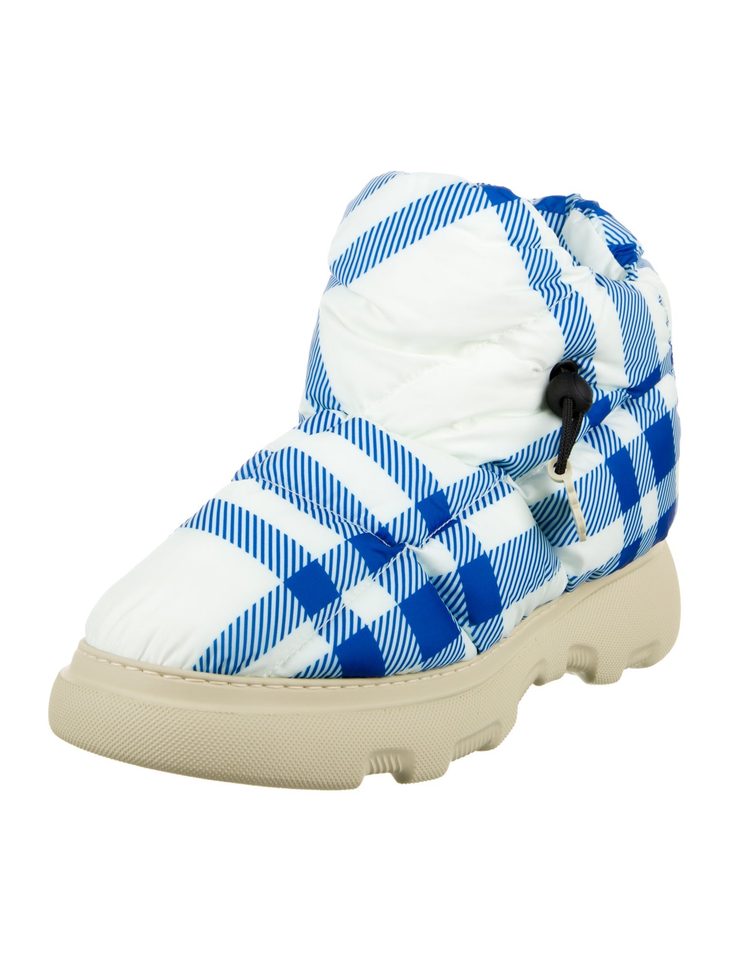 Burberry Nylon Plaid Print Boots