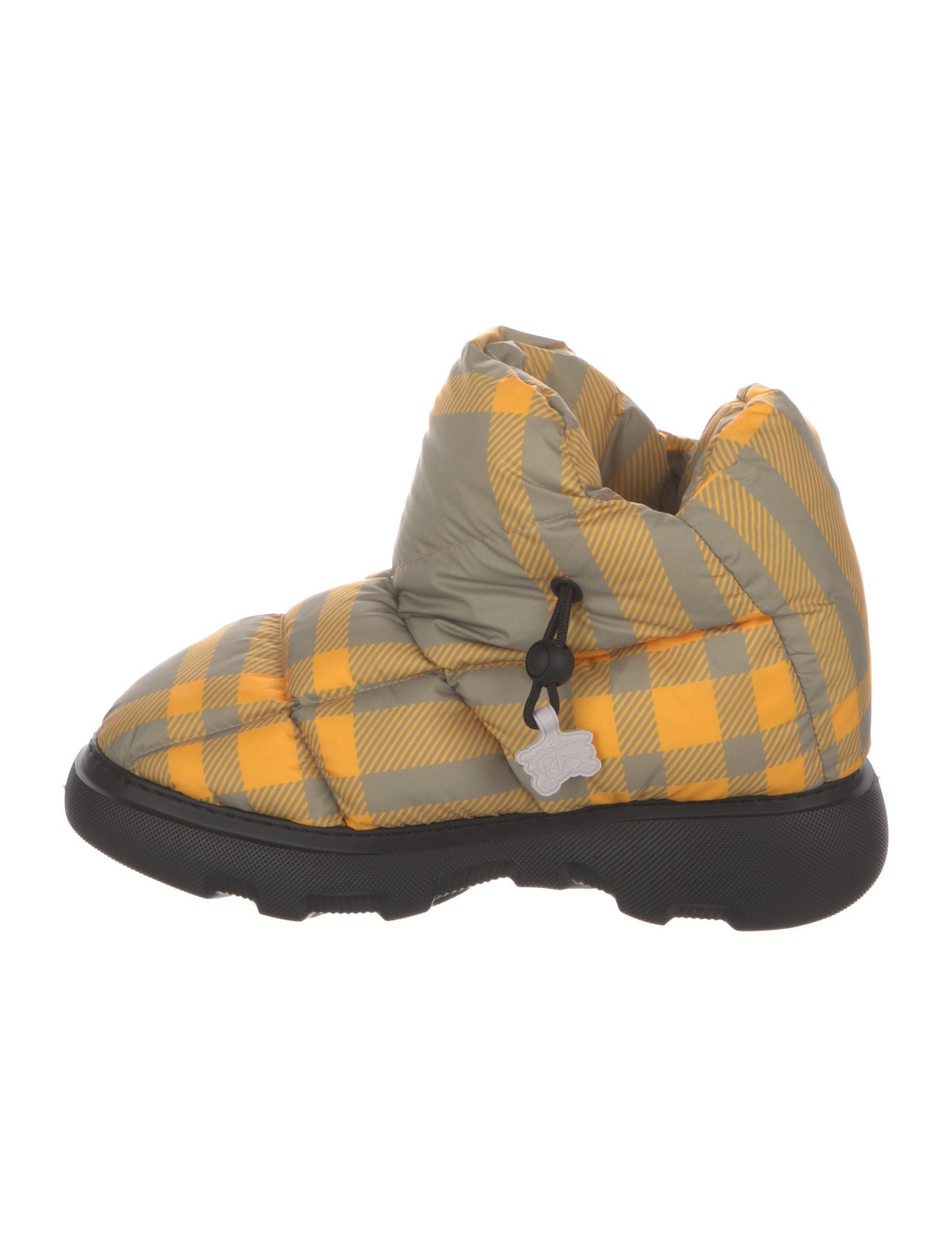 Burberry Nylon Plaid Print Boots