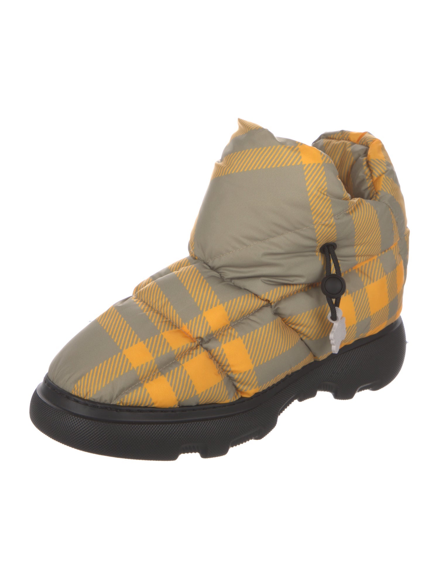 Burberry Nylon Plaid Print Boots