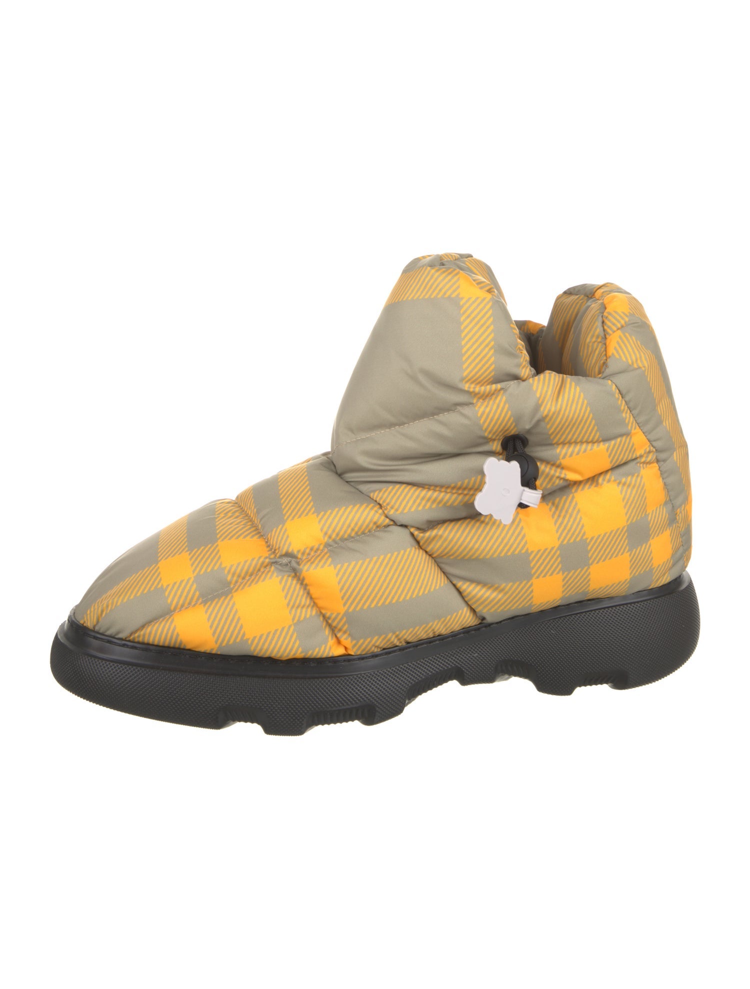 Burberry Nylon Plaid Print Boots