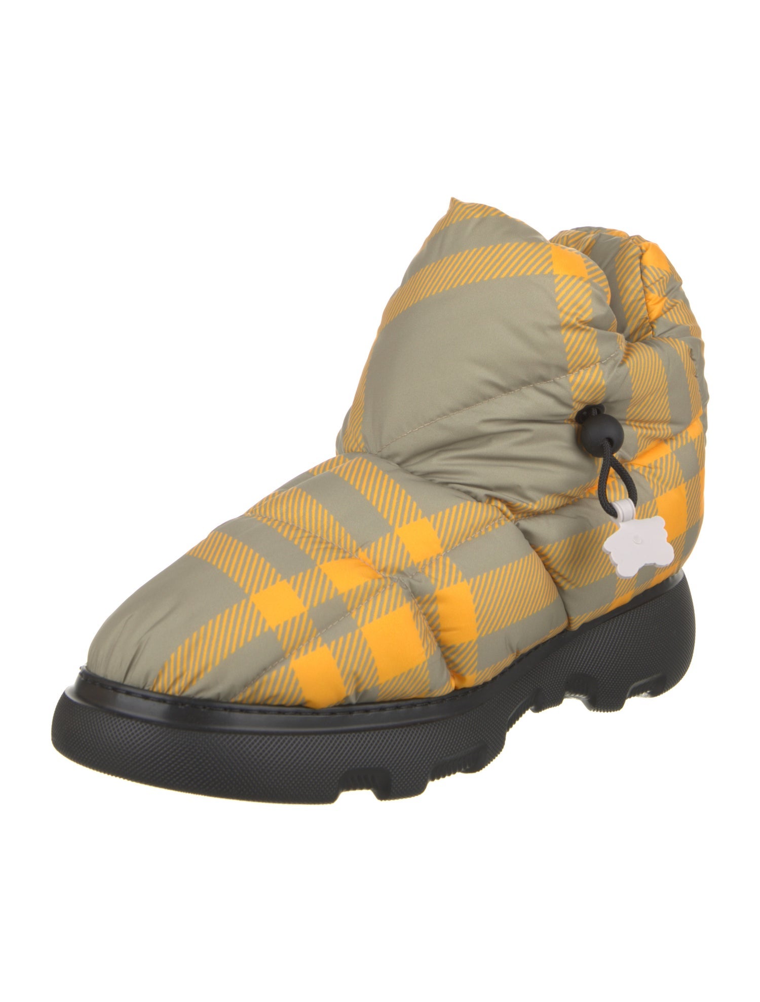 Burberry Nylon Plaid Print Boots