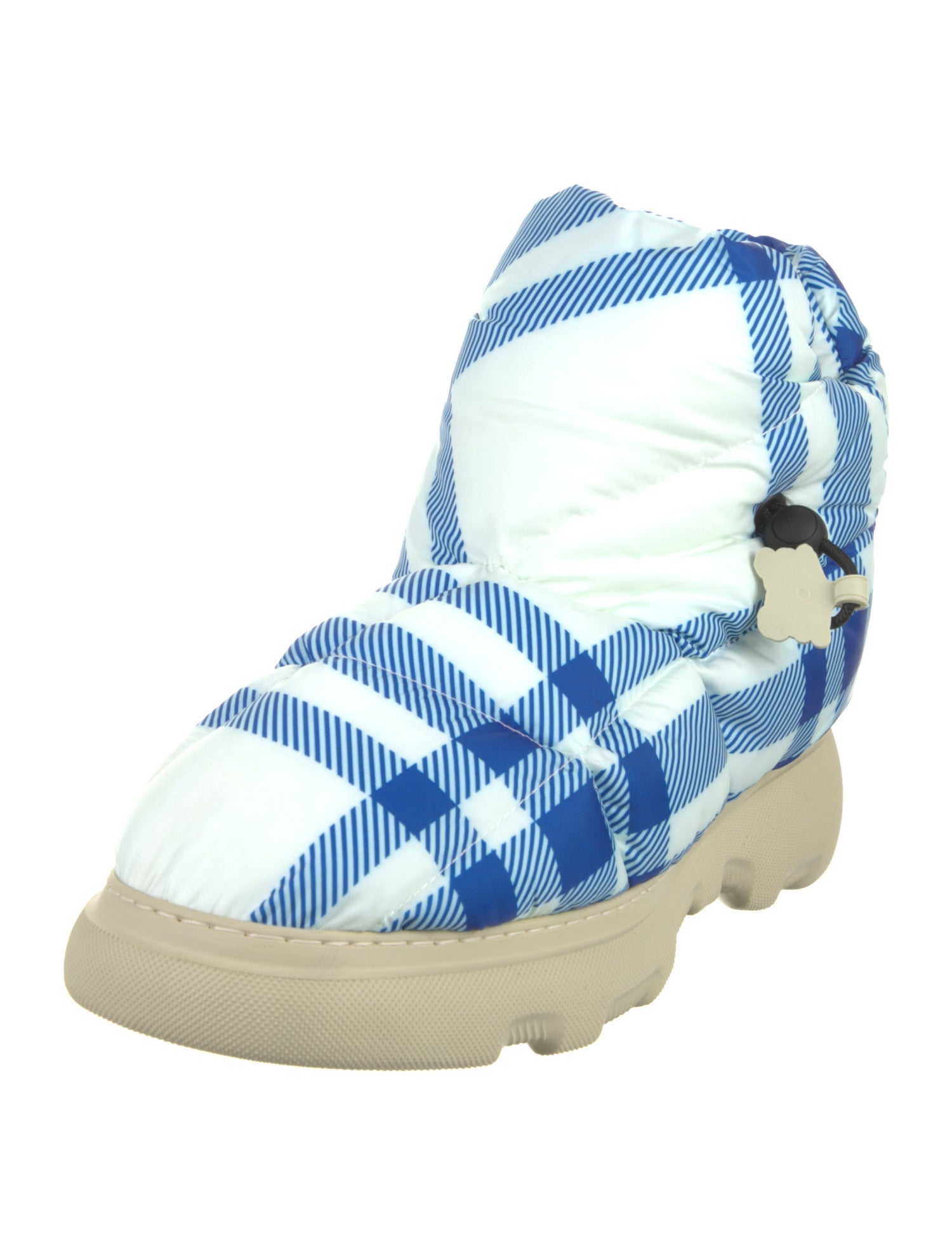 Burberry Nylon Plaid Print Boots