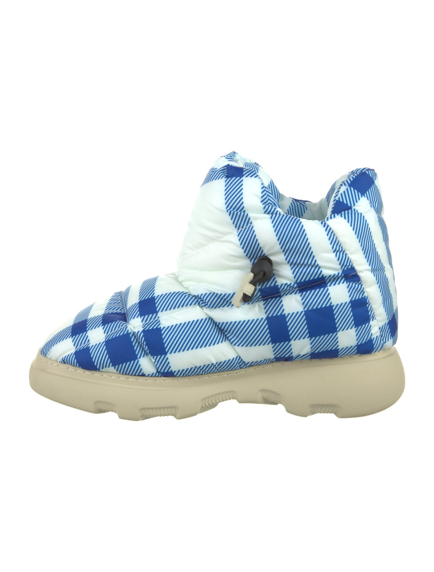 Burberry Nylon Plaid Print Boots