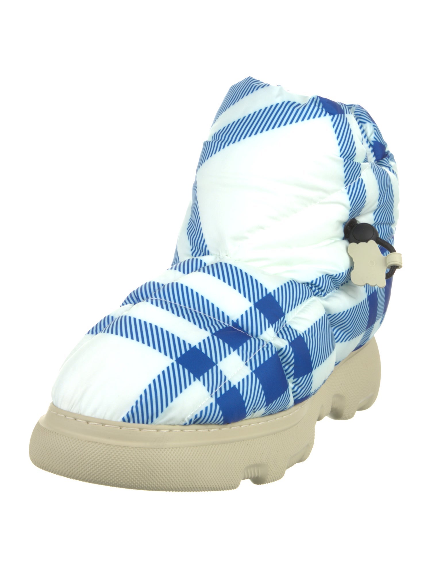 Burberry Nylon Plaid Print Boots