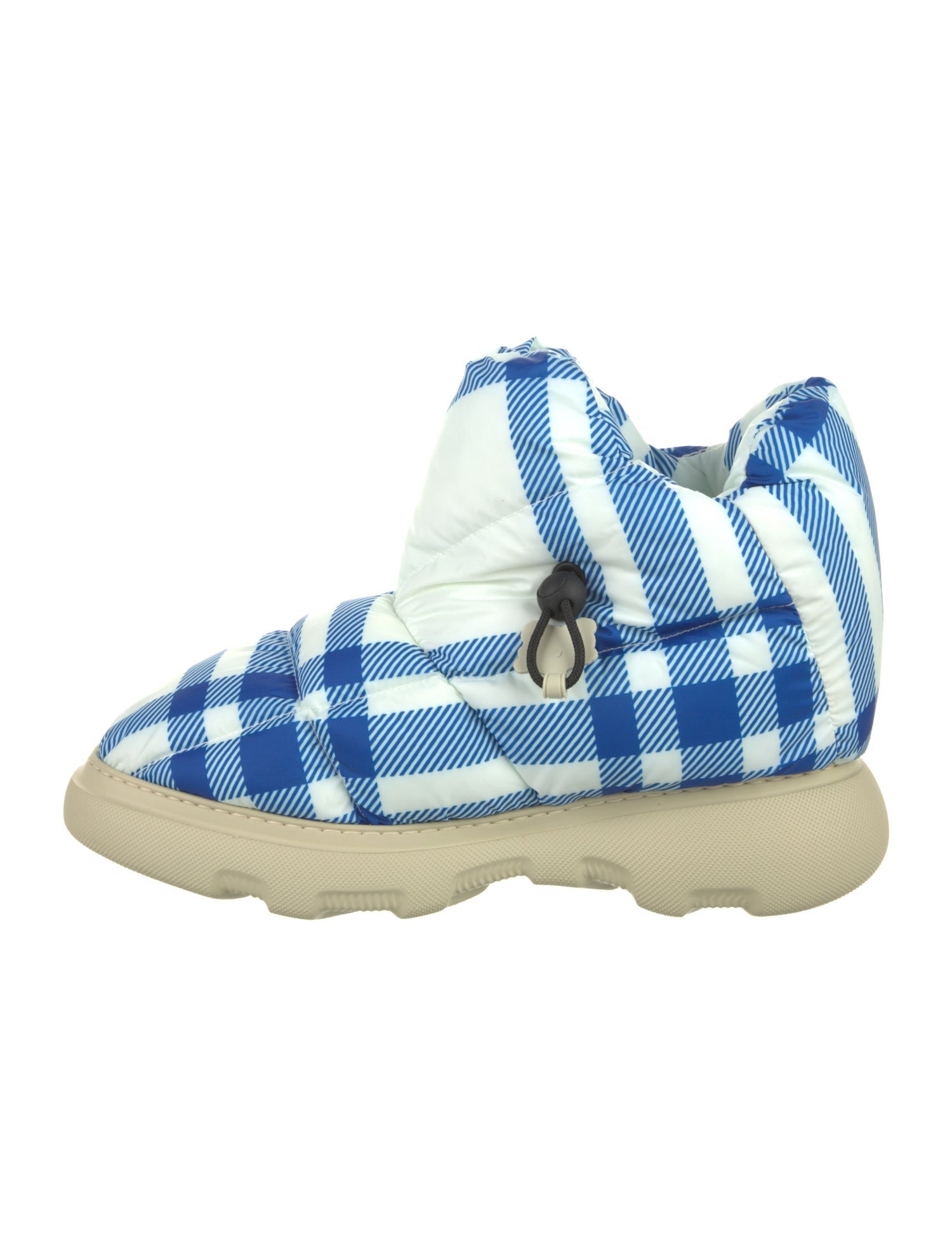 Burberry Nylon Plaid Print Boots