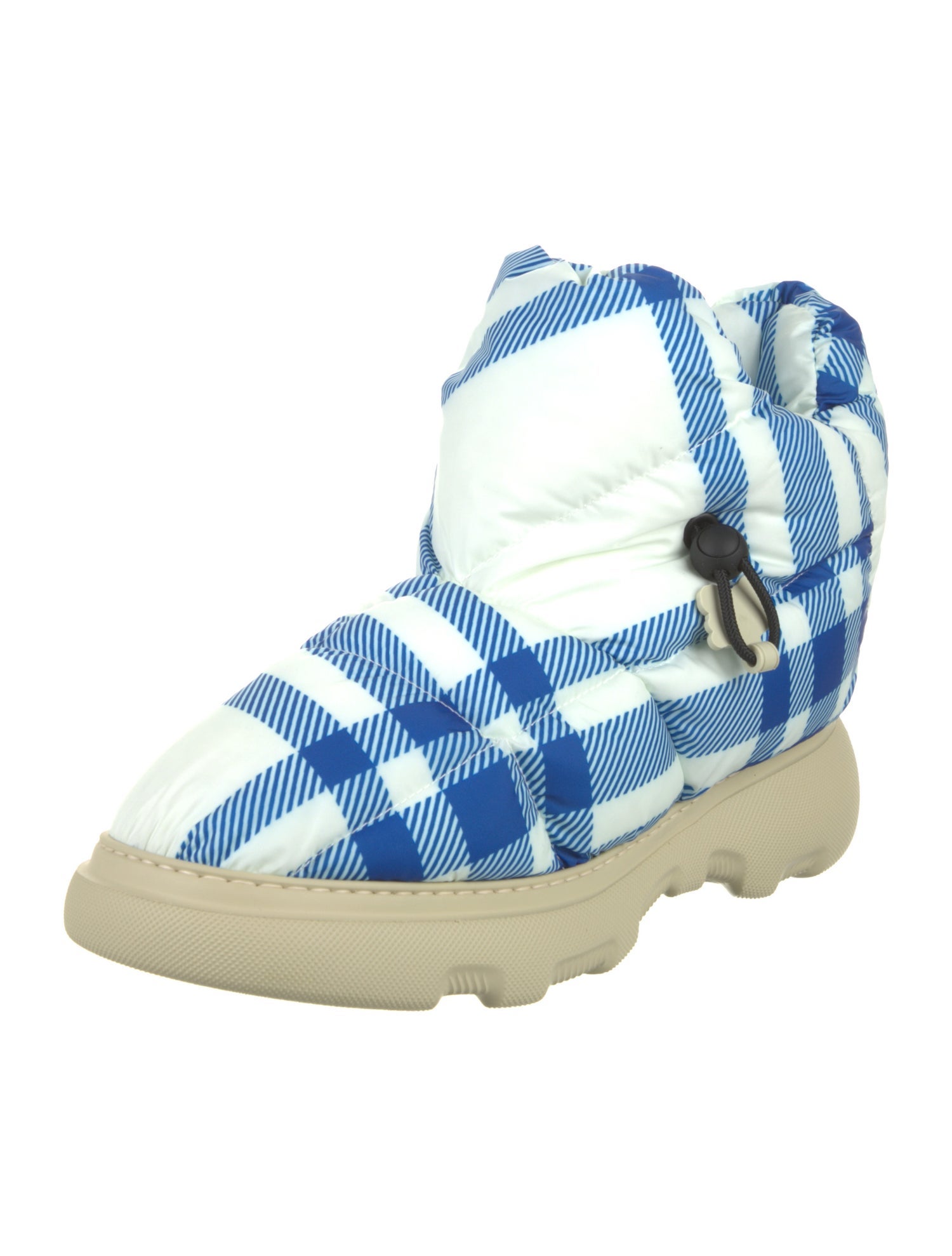 Burberry Nylon Plaid Print Boots