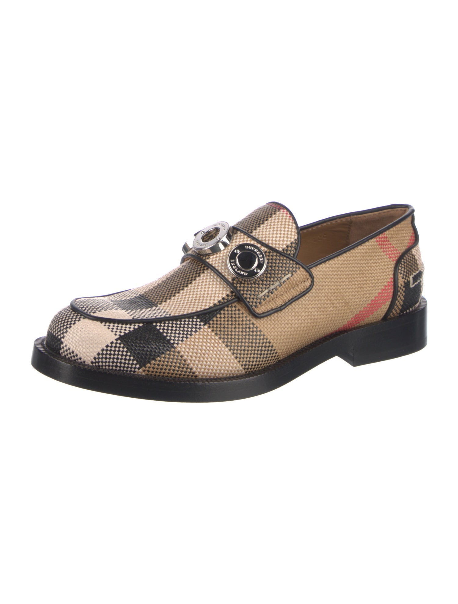 Burberry Exploded Check Pattern Raffia Loafers