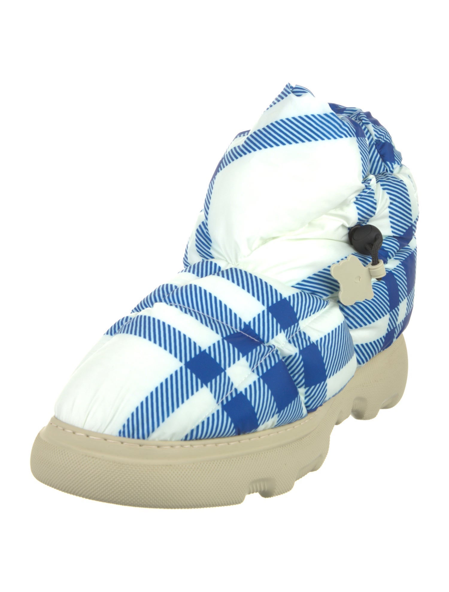 Burberry Nylon Plaid Print Boots