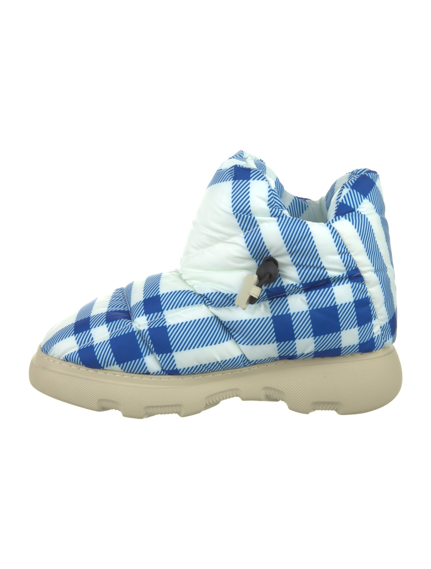 Burberry Nylon Plaid Print Boots
