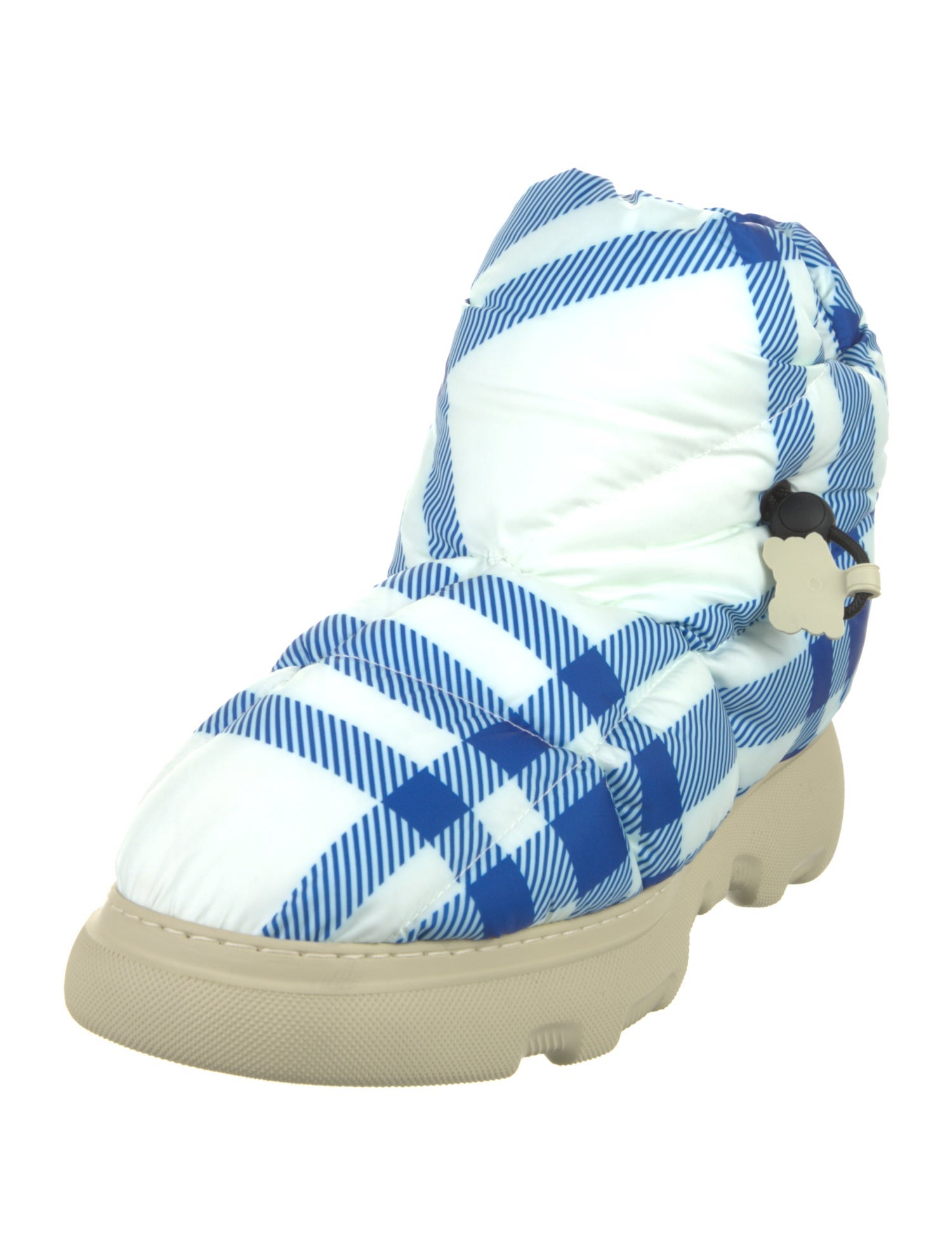 Burberry Nylon Plaid Print Boots