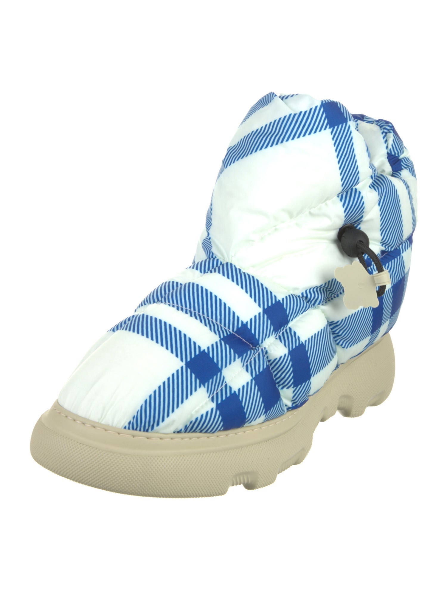 Burberry Nylon Plaid Print Boots