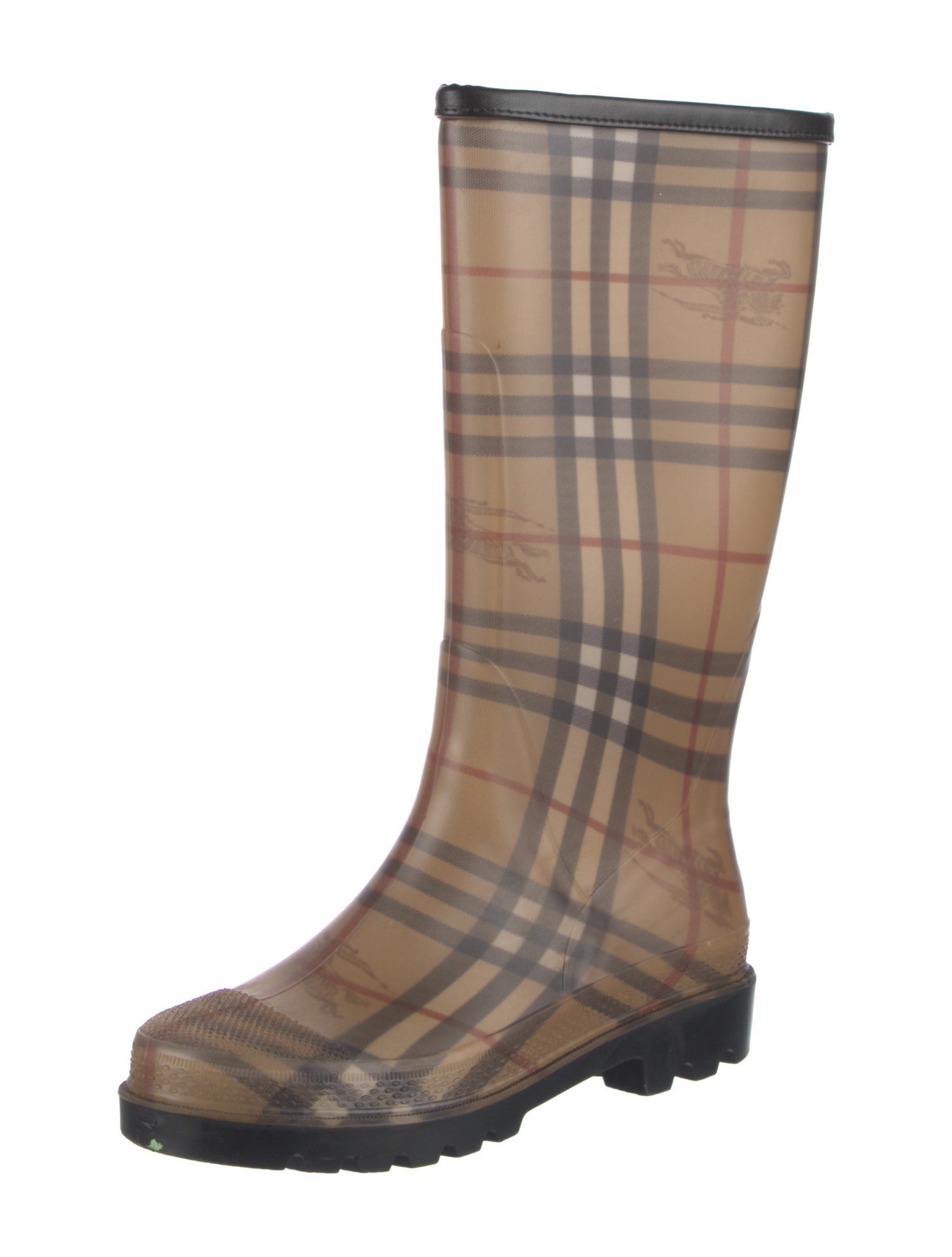 Burberry Rubber Plaid Print Rain Boots