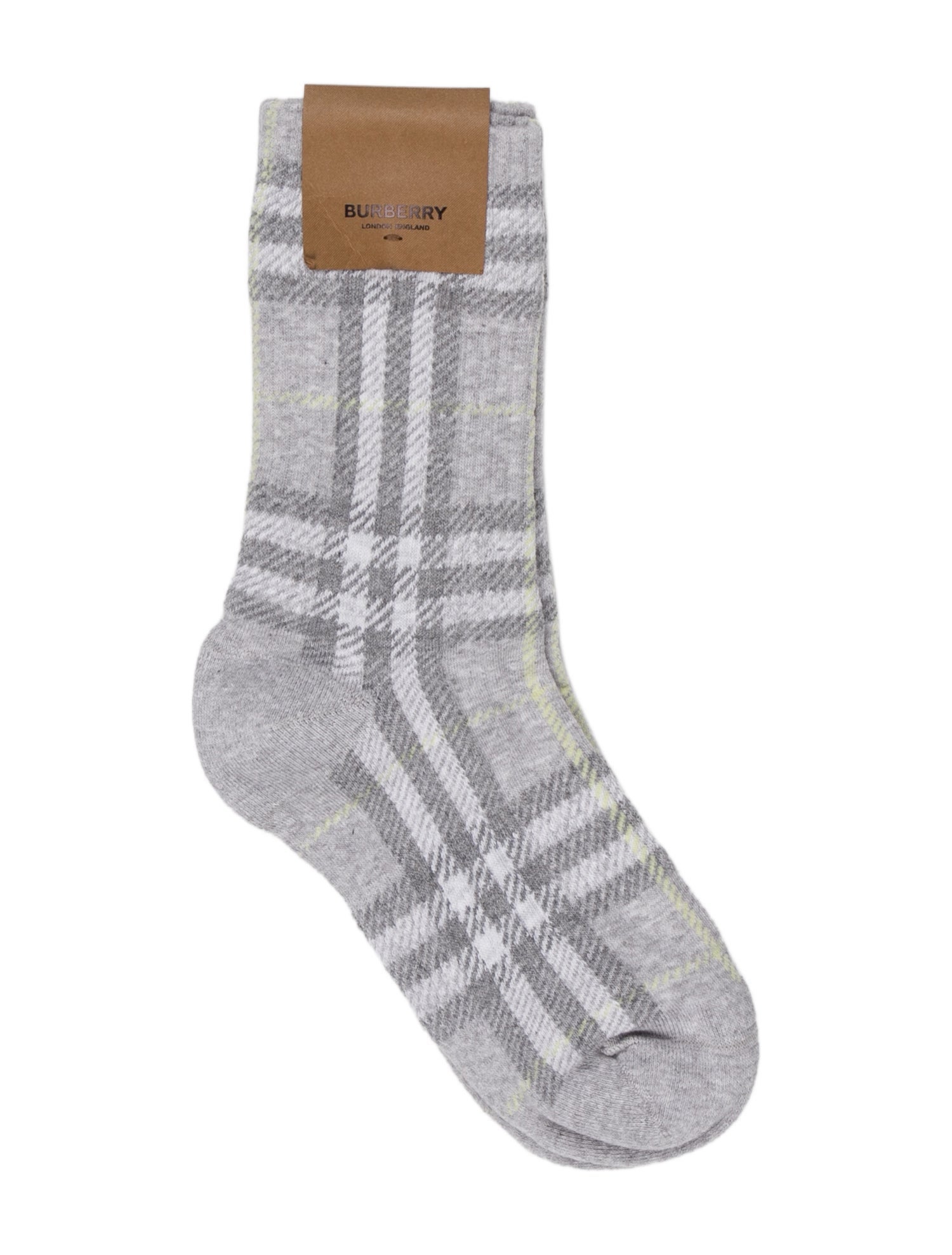 Burberry Grey Pattern Printed Ribbed Socks
