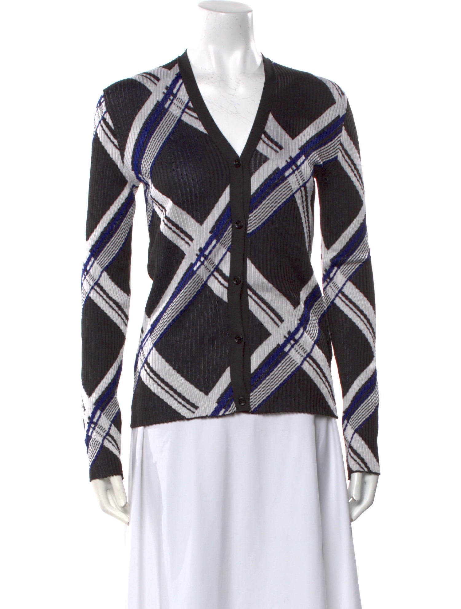 Burberry Silk Plaid Print Sweater w/ Tags