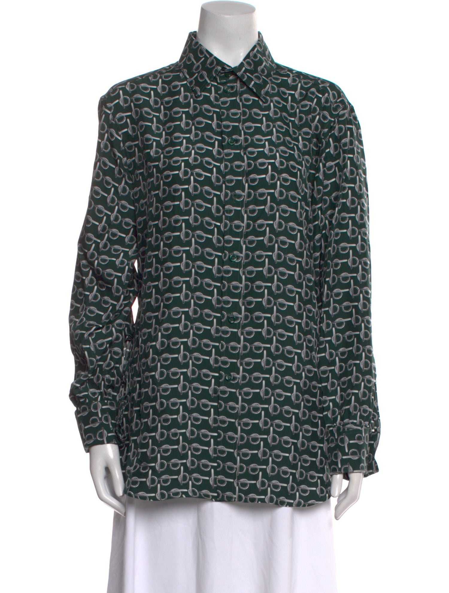 Burberry Silk Printed Button-Up Top w/ Tags