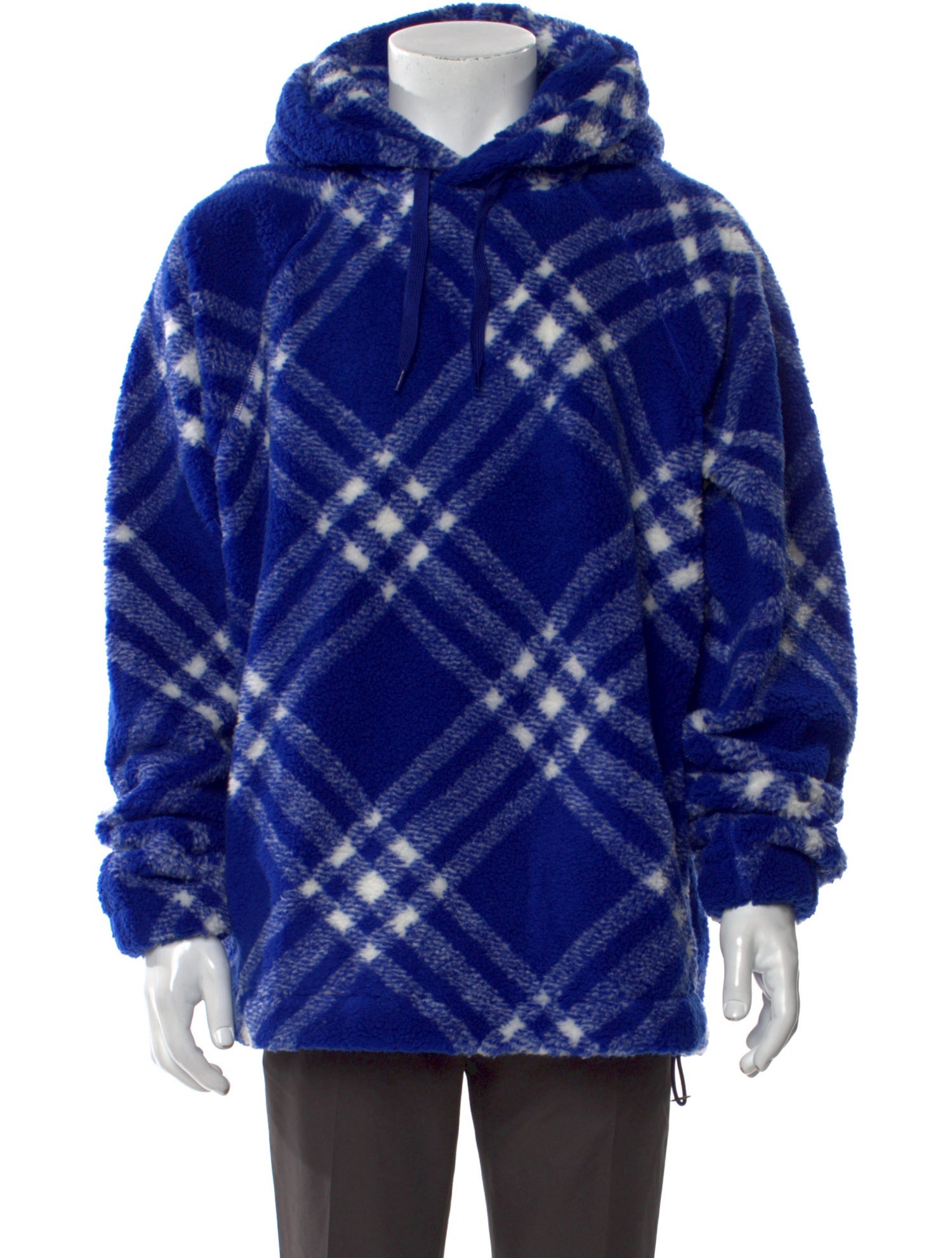 Burberry Plaid Print V-Neck Hoodie w/ Tags