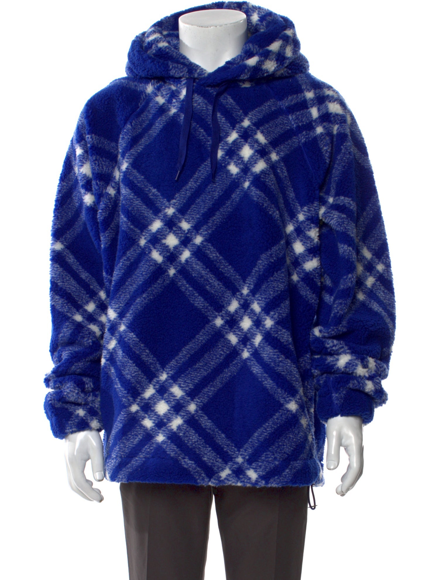 Burberry Plaid Print V-Neck Hoodie w/ Tags