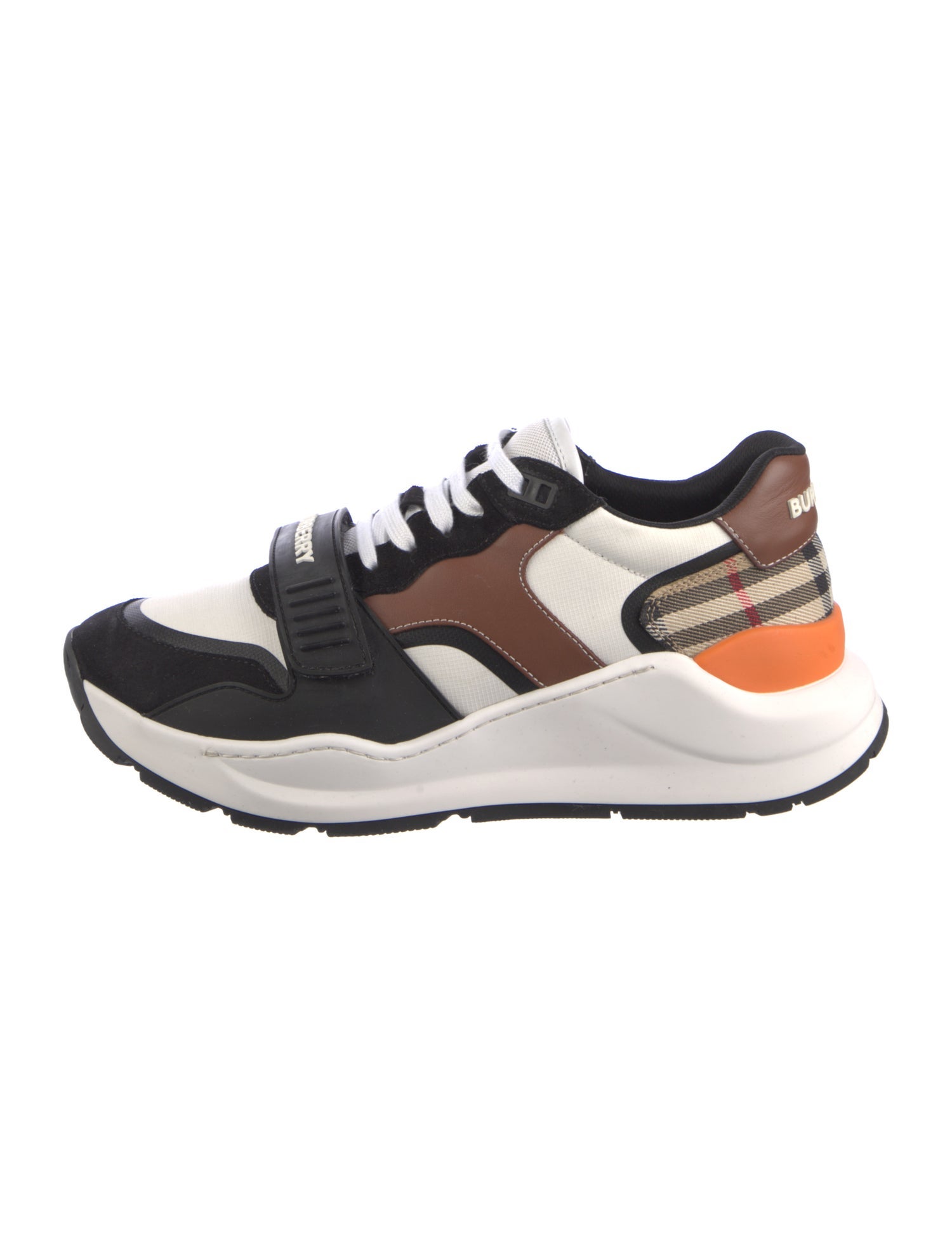 Burberry Leather Colorblock Pattern Athletic Sneakers