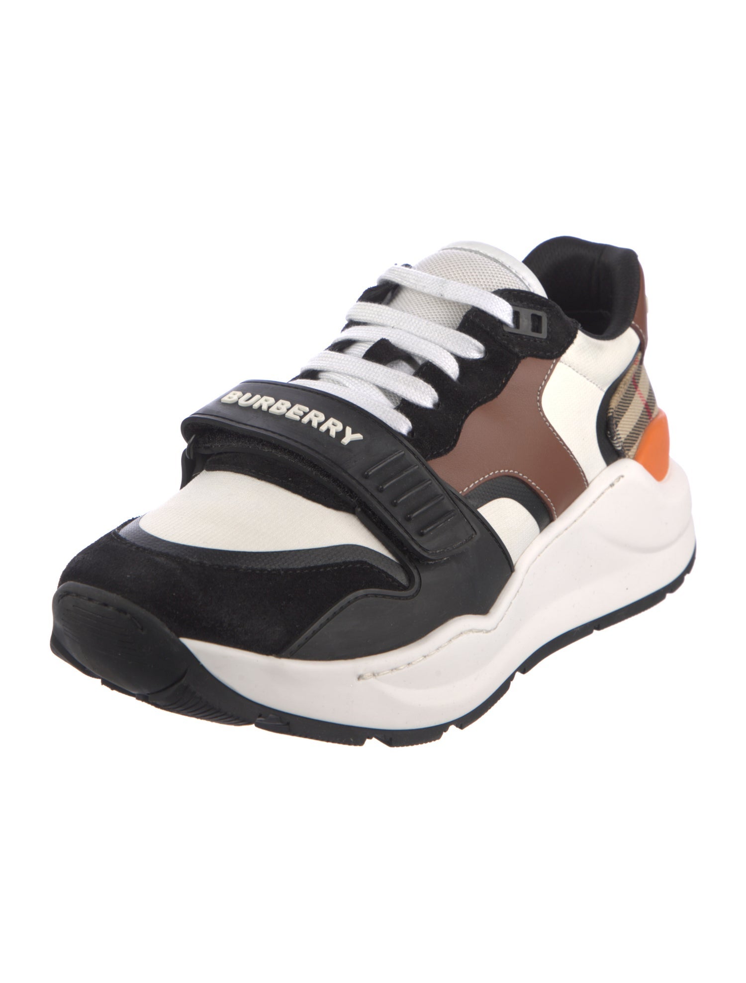 Burberry Leather Colorblock Pattern Athletic Sneakers