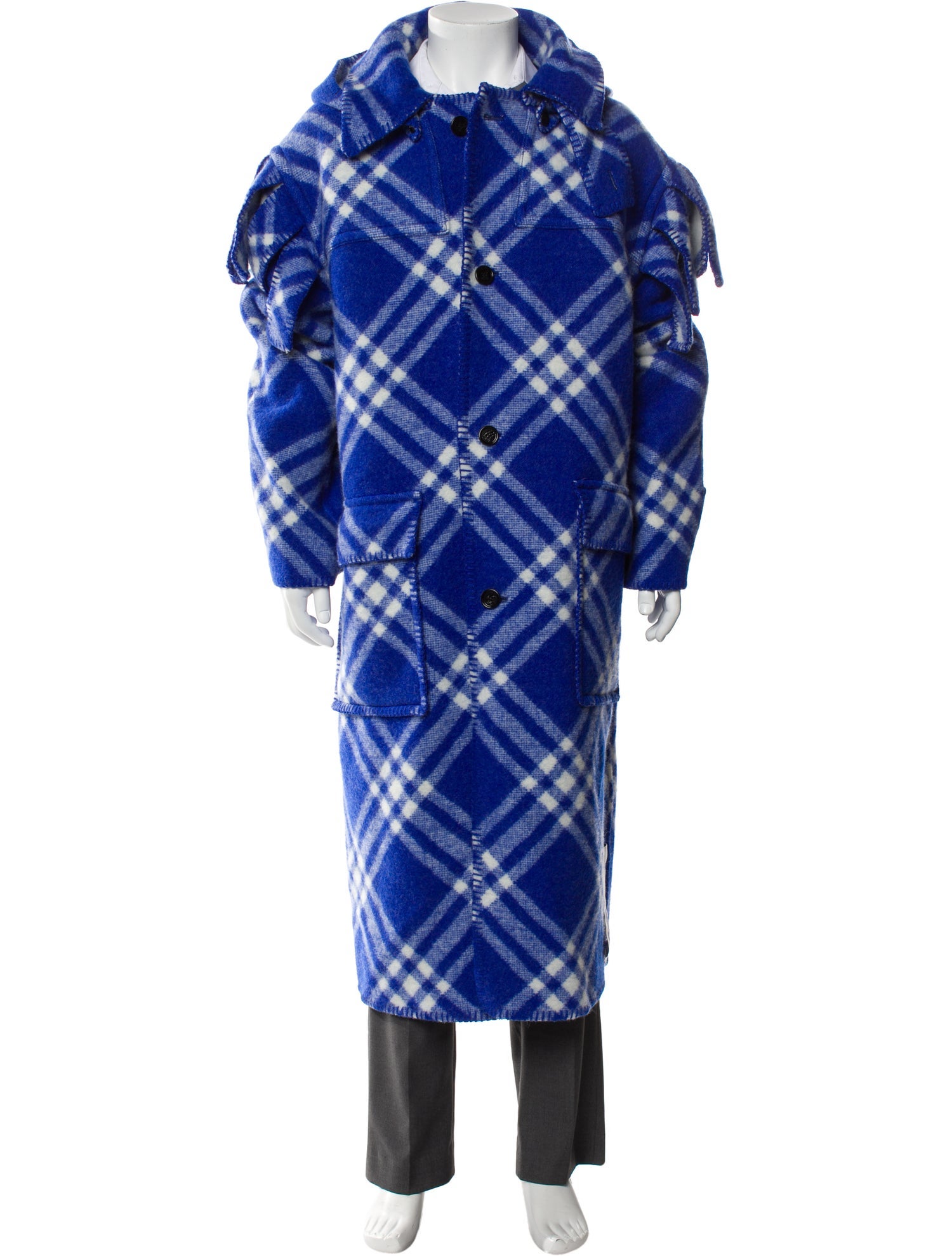 Burberry Wool Plaid Print Parka w/ Tags