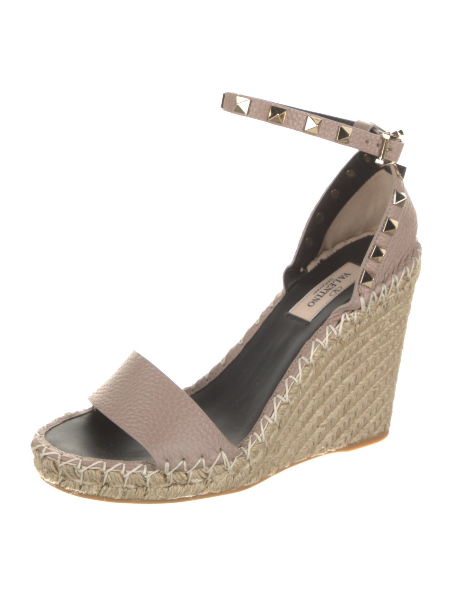 Valentino Leather Studded Accents Espadrilles