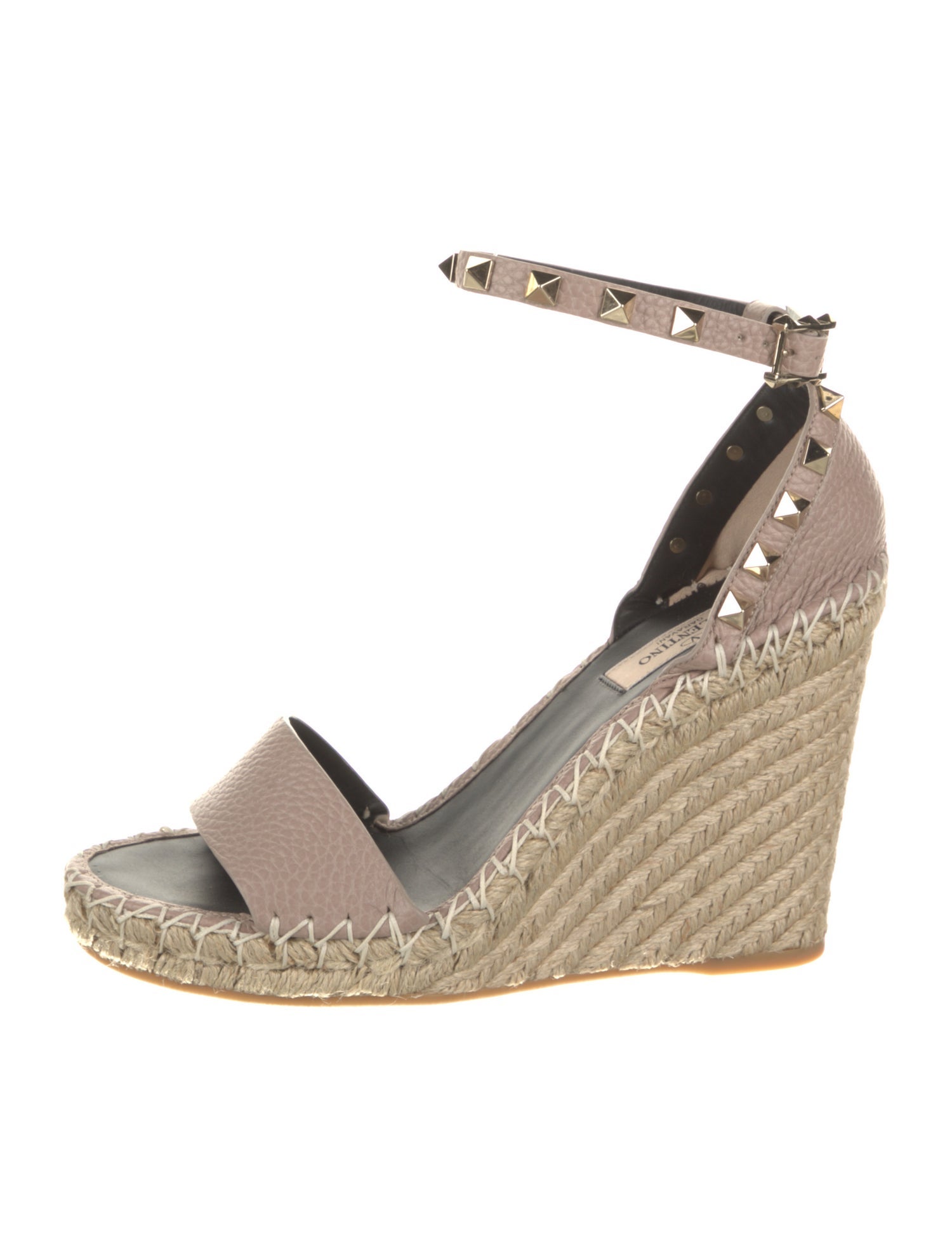 Valentino Leather Studded Accents Espadrilles