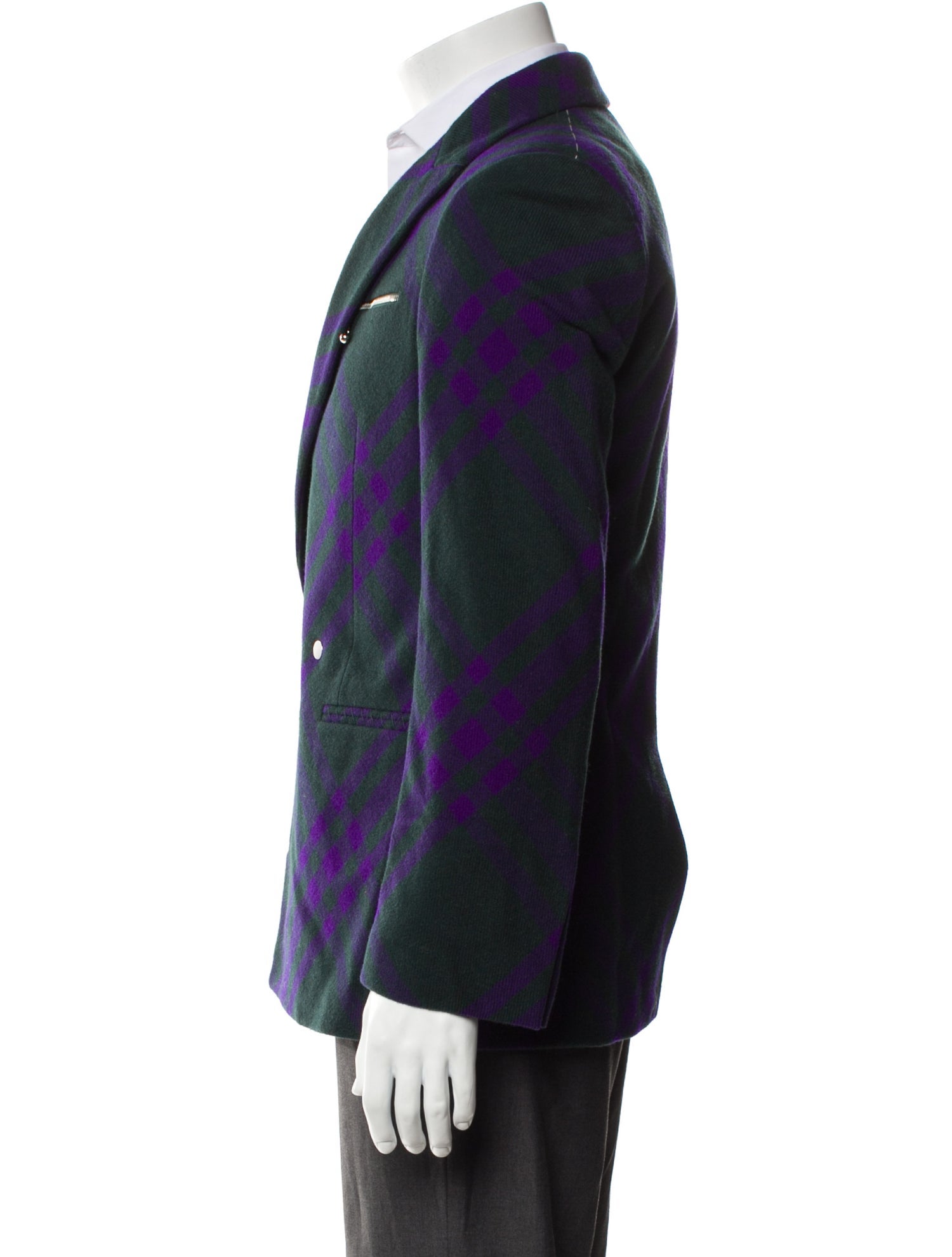 Burberry Virgin Wool Plaid Print Blazer w/ Tags