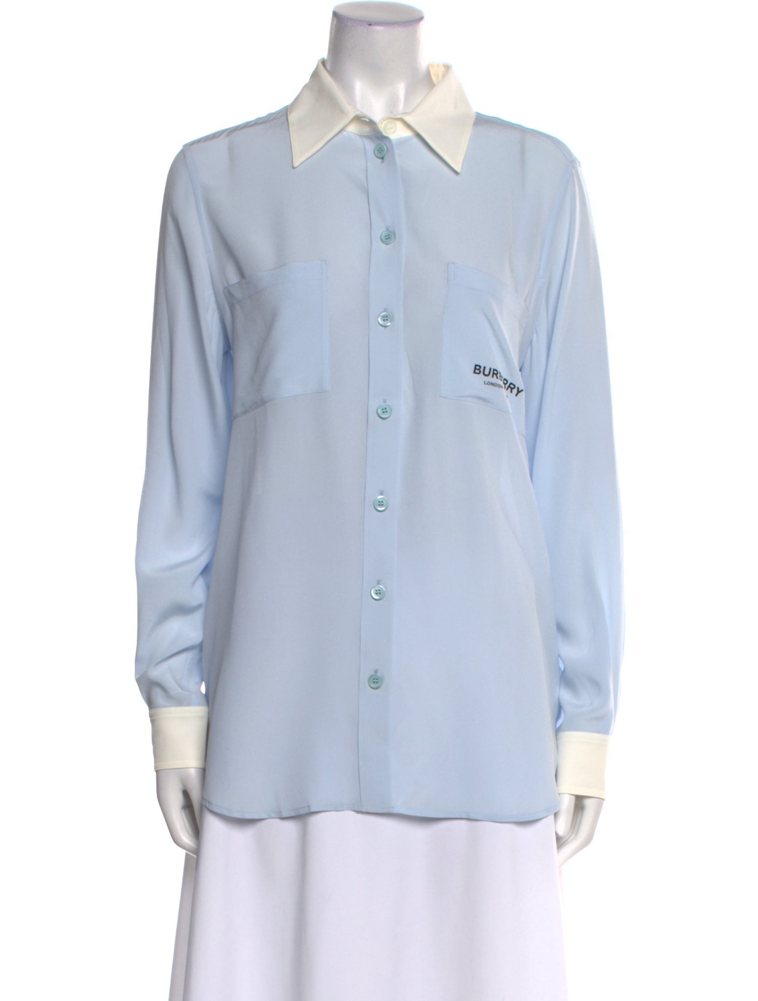 Burberry Silk Long Sleeve Button-Up Top w/ Tags