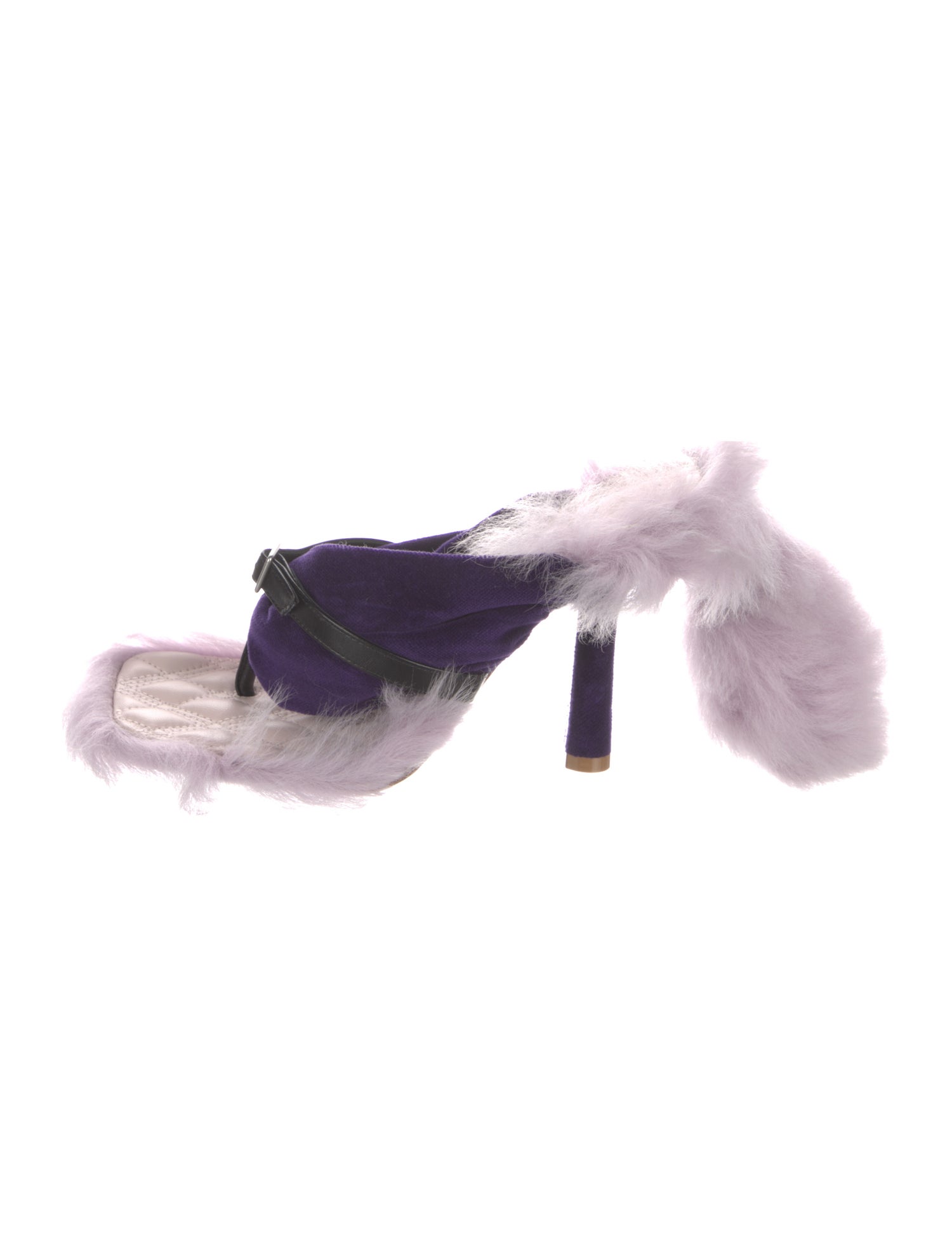 Burberry Velvet Fur Trim Slides w/ Tags