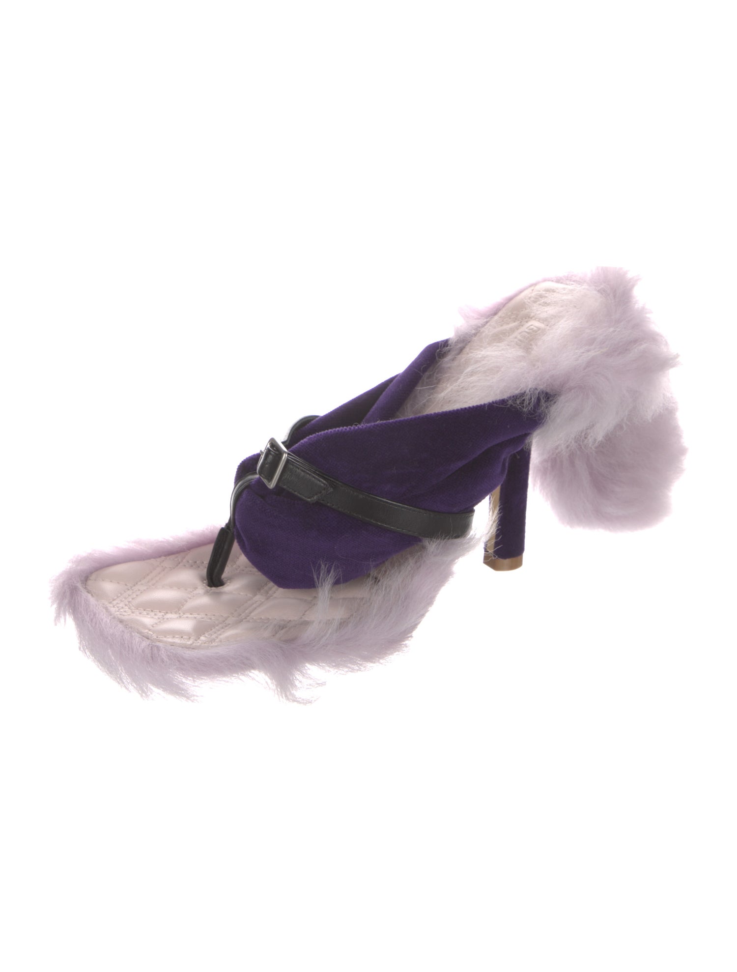 Burberry Velvet Fur Trim Slides w/ Tags