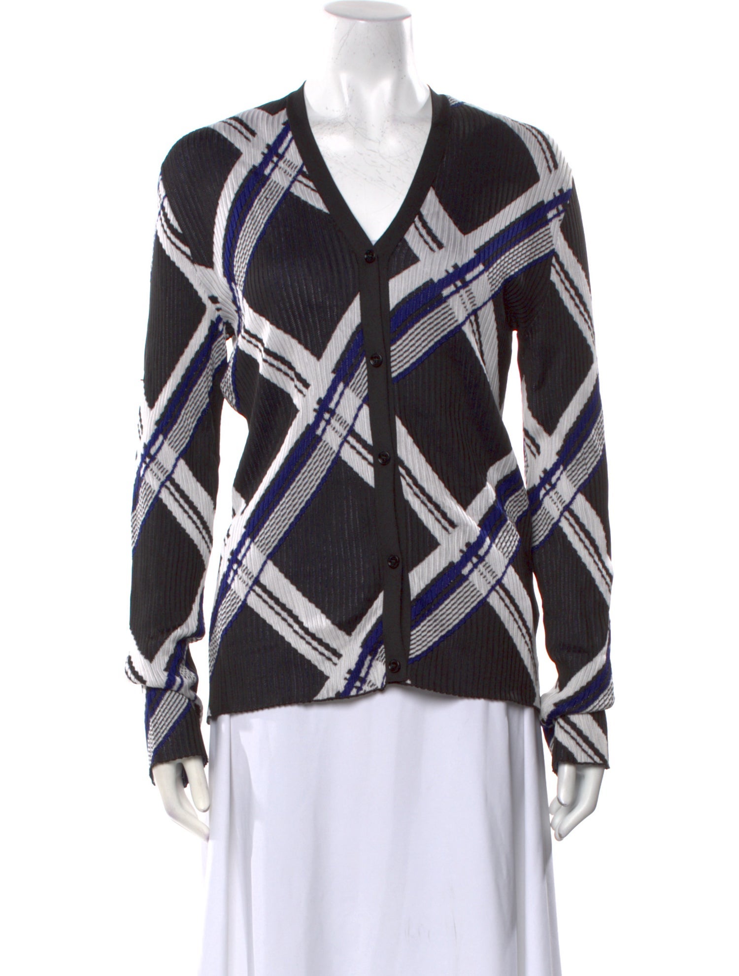 Burberry Silk Plaid Print Sweater w/ Tags