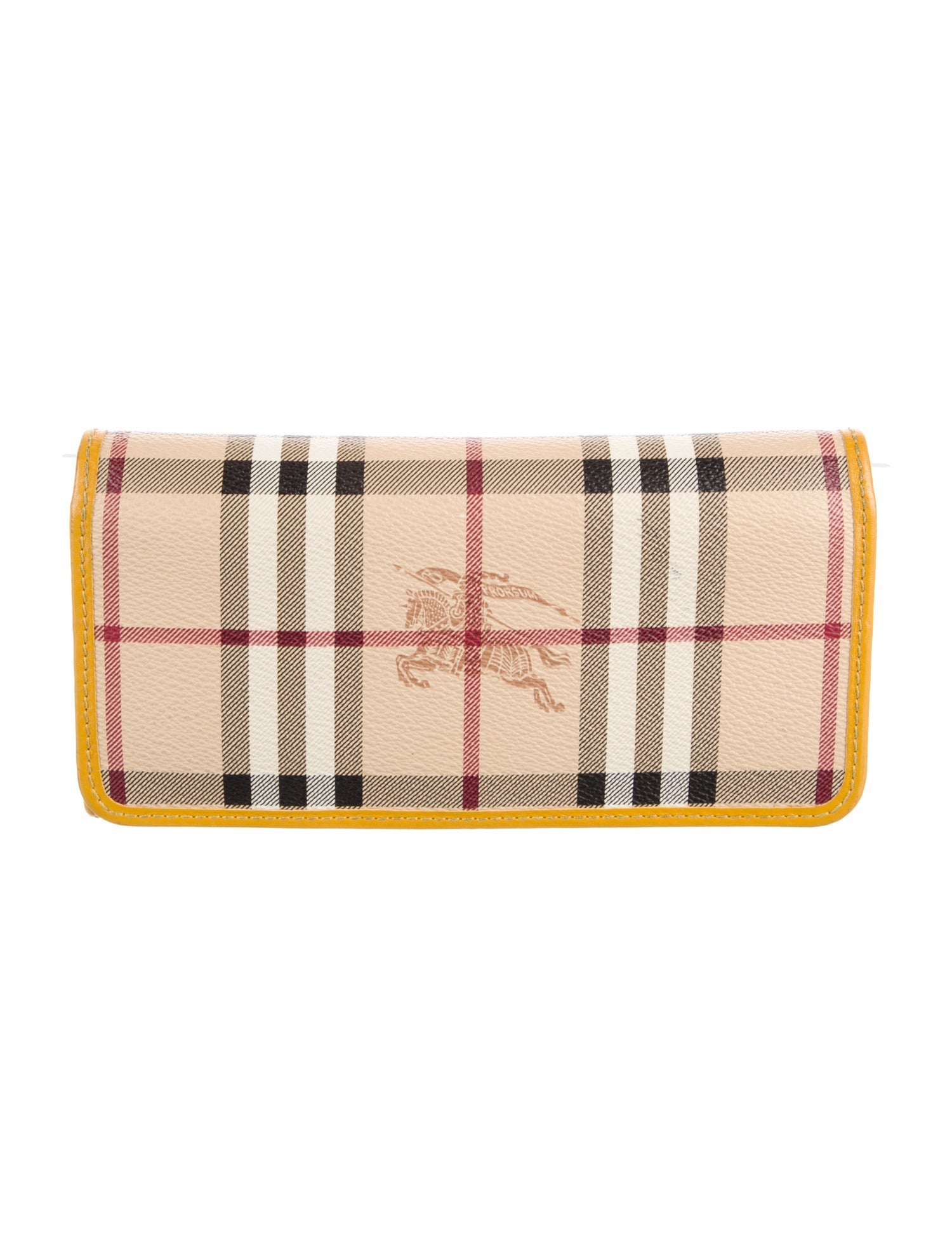 Burberry Haymarket Check Pattern Leather Wallet