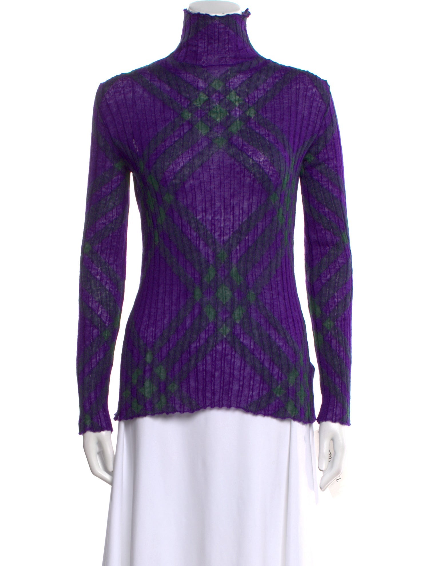 Burberry Plaid Print Turtleneck Sweater w/ Tags