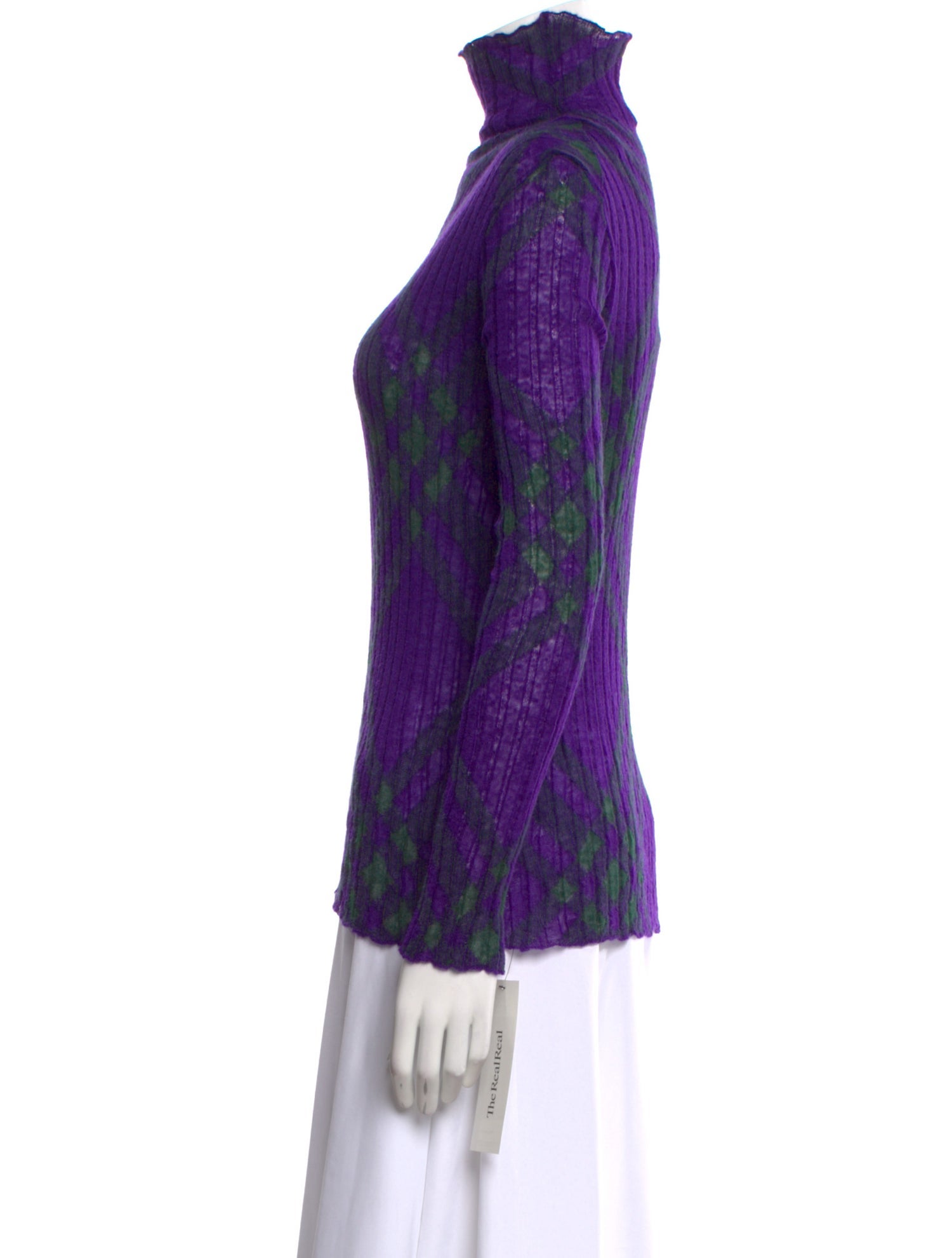 Burberry Plaid Print Turtleneck Sweater w/ Tags