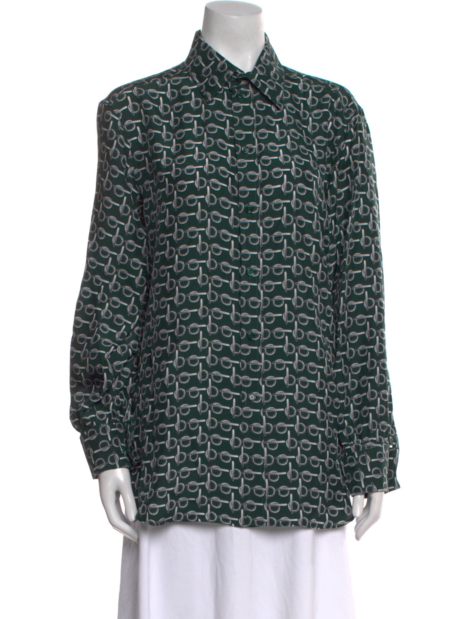 Burberry Silk Printed Button-Up Top w/ Tags