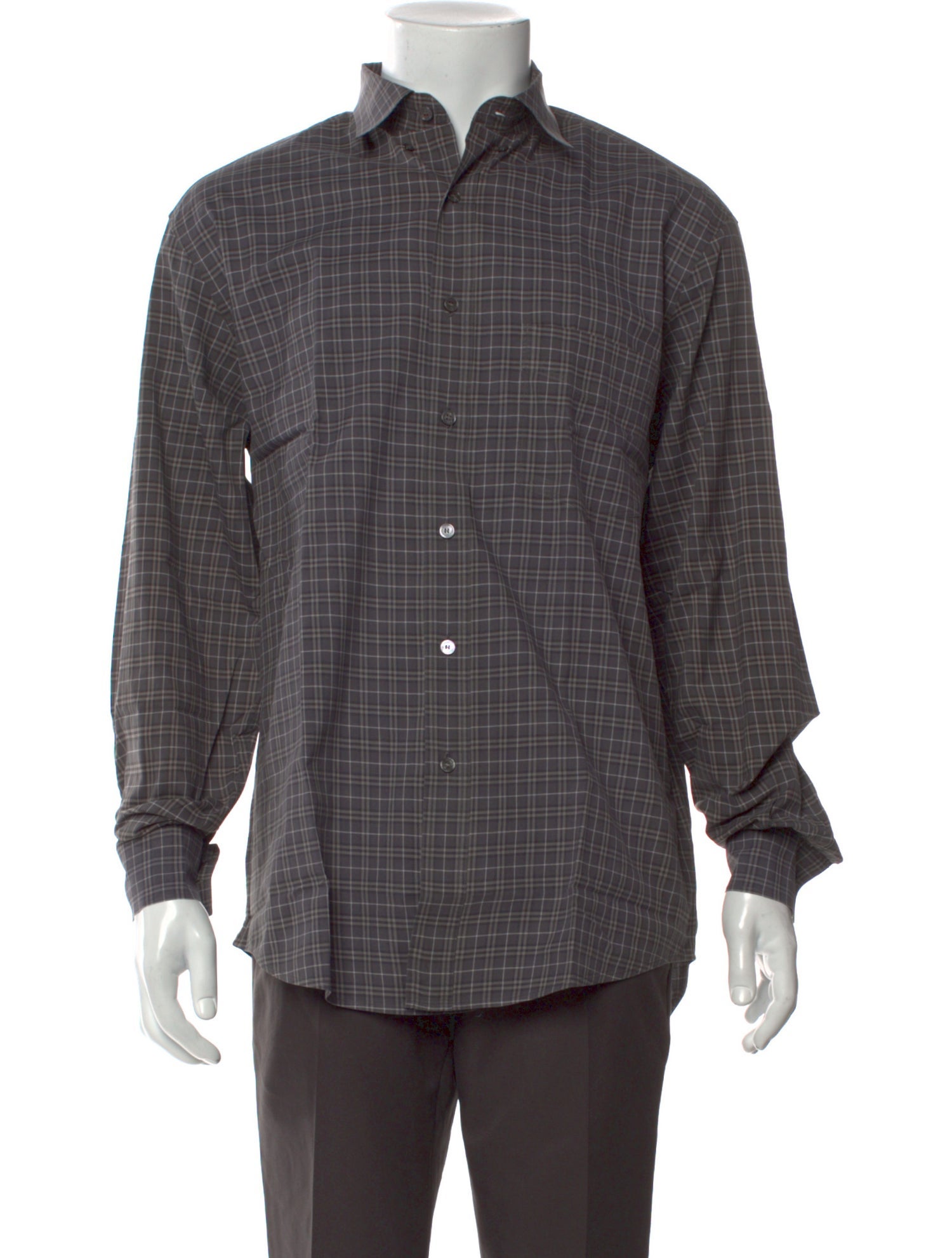 Burberry Plaid Print Long Sleeve Dress Shirt