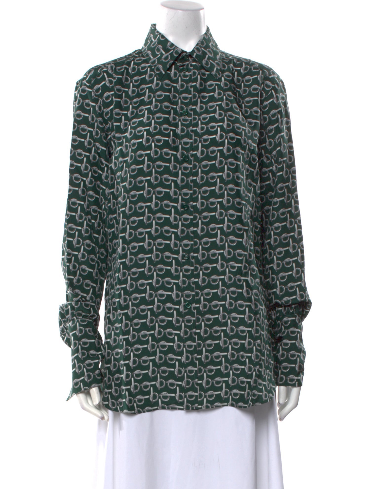 Burberry Silk Printed Button-Up Top w/ Tags