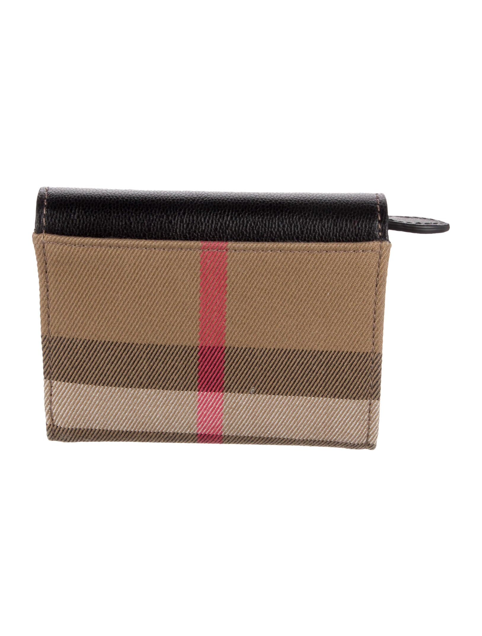 Burberry Canvas Plaid Print Wallet