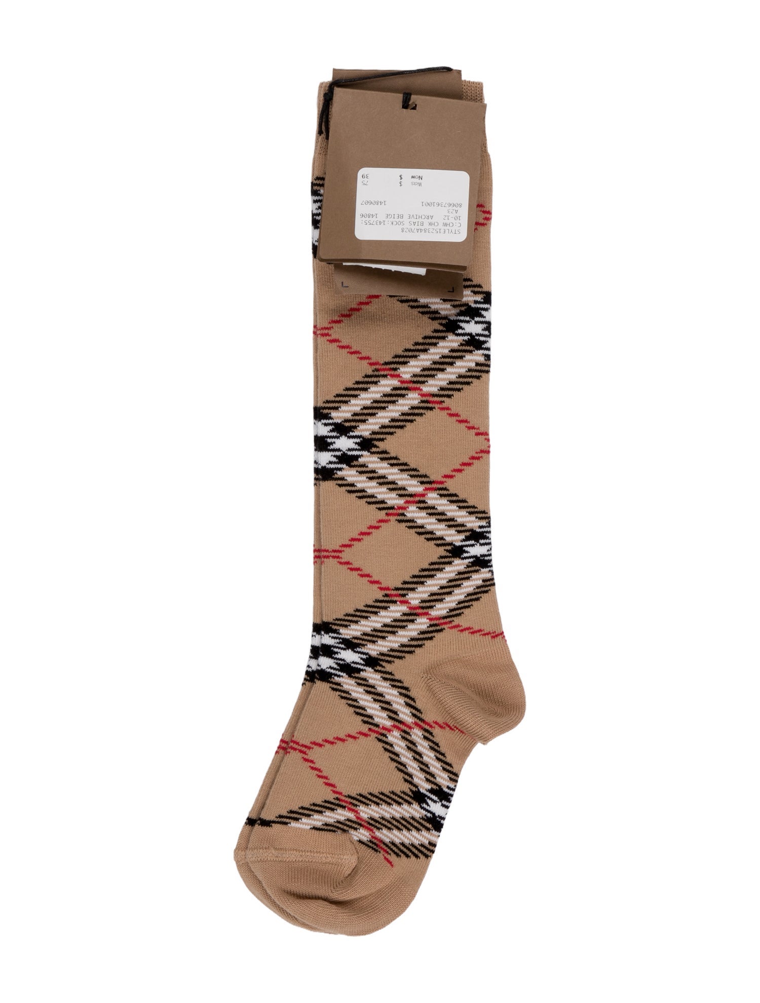 Burberry Neutral Pattern Printed Tube Socks