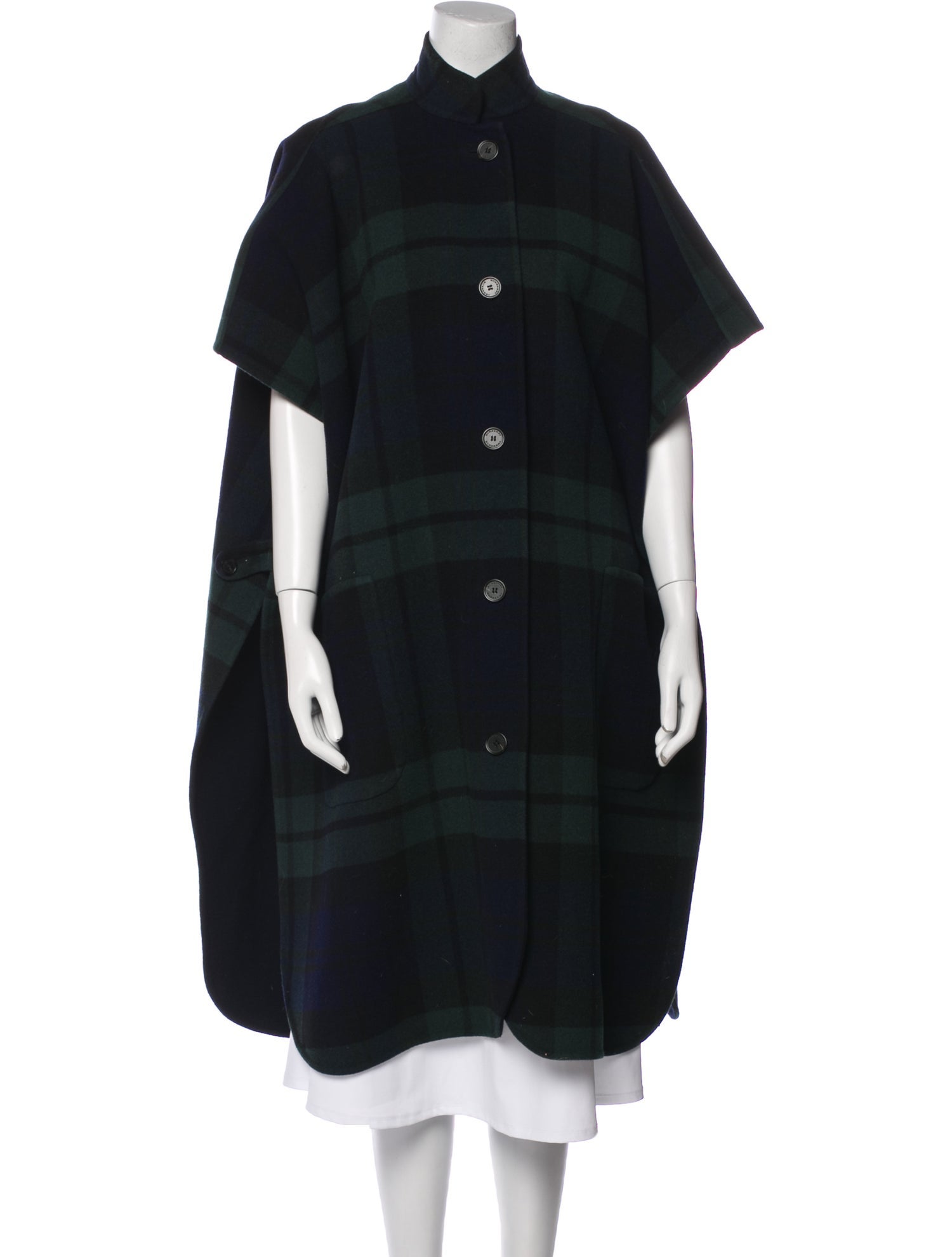 Burberry Wool Plaid Print Coat