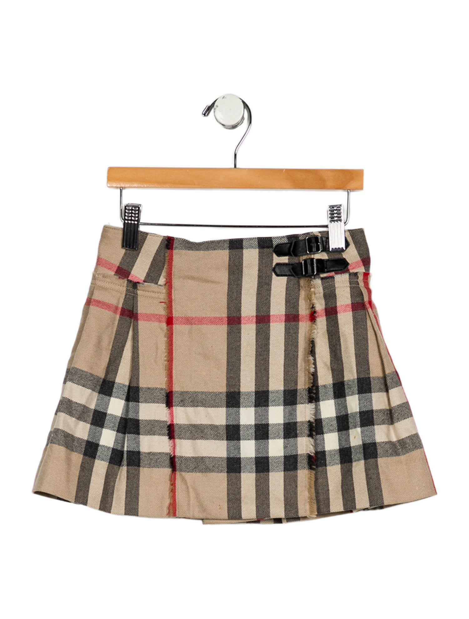 Burberry Girls' Check Print Wool Skirt