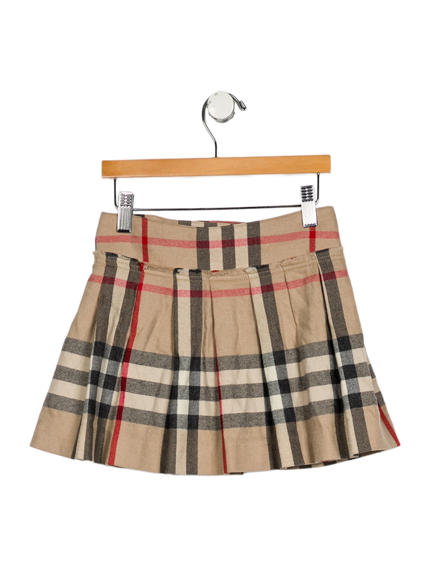 Burberry Girls' Check Print Wool Skirt