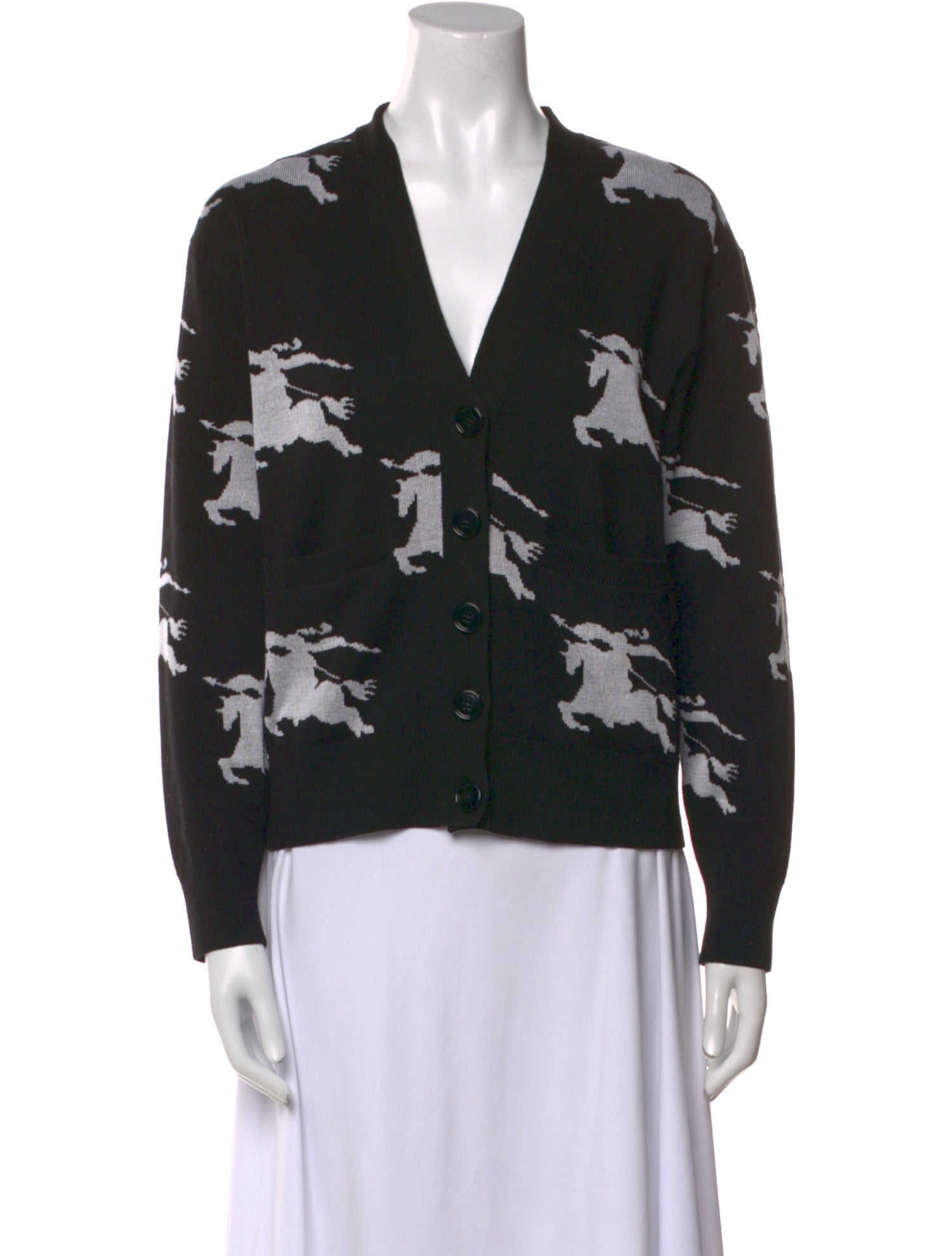 Burberry Printed V-Neck Sweater