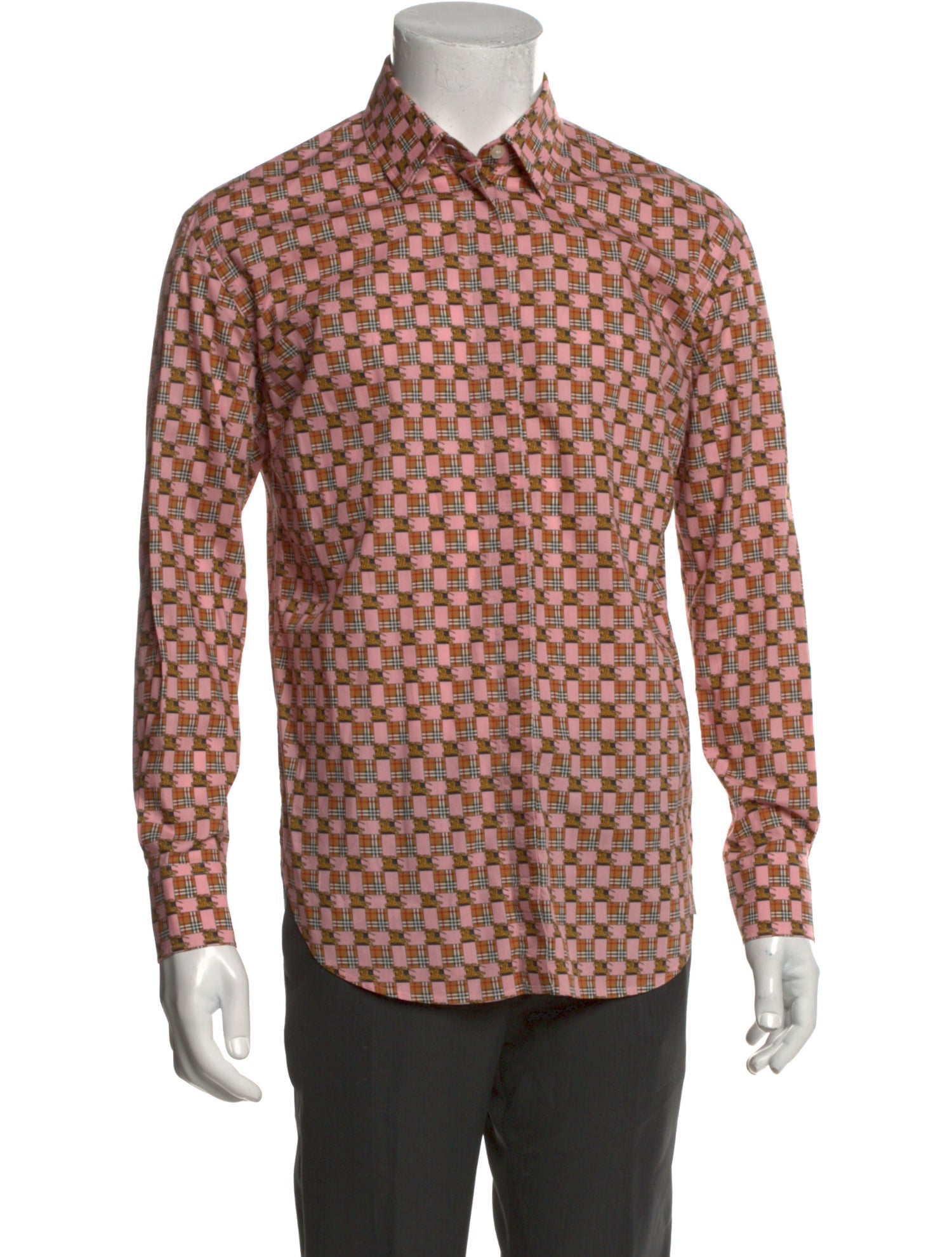 Burberry Plaid Print Long Sleeve Shirt