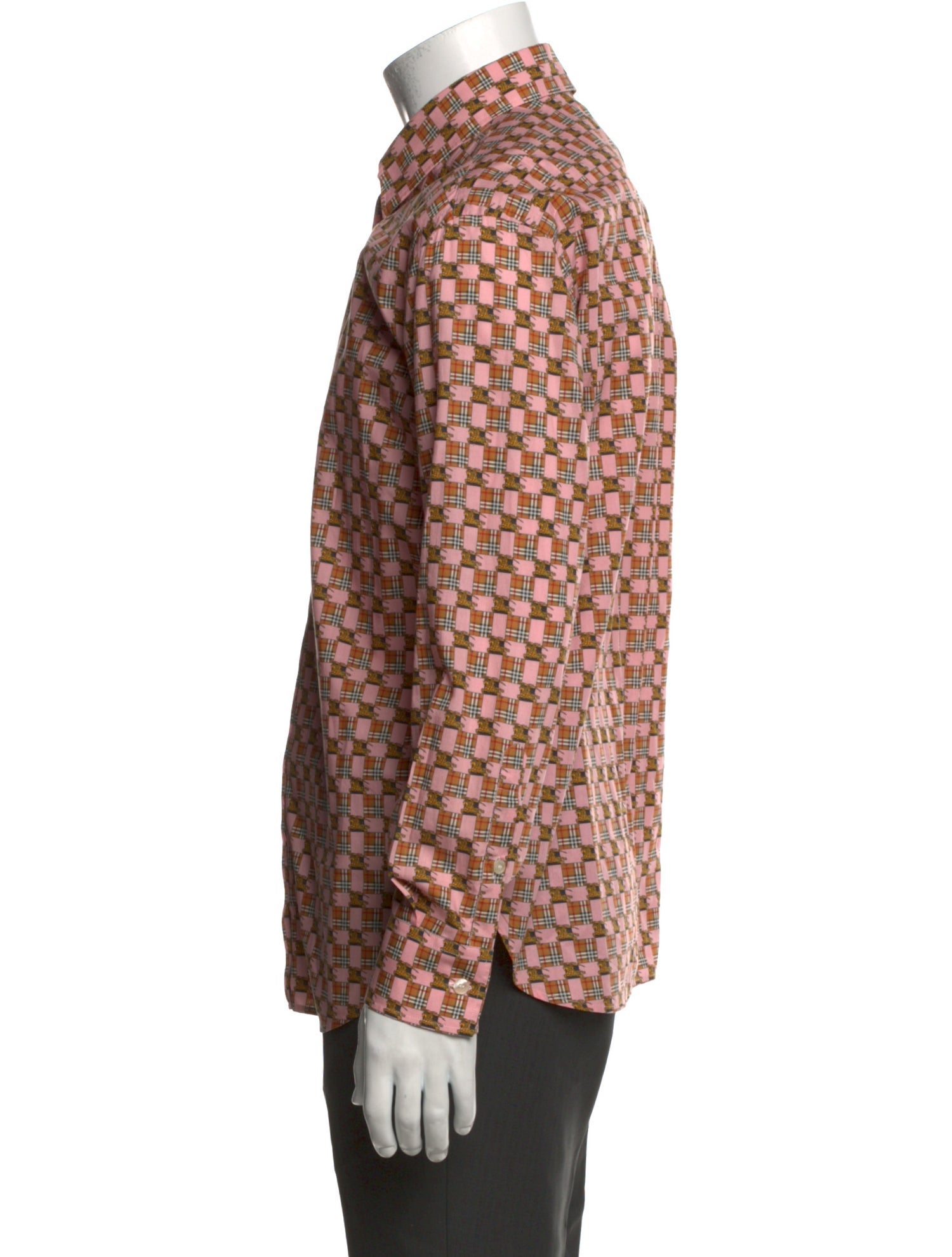 Burberry Plaid Print Long Sleeve Shirt