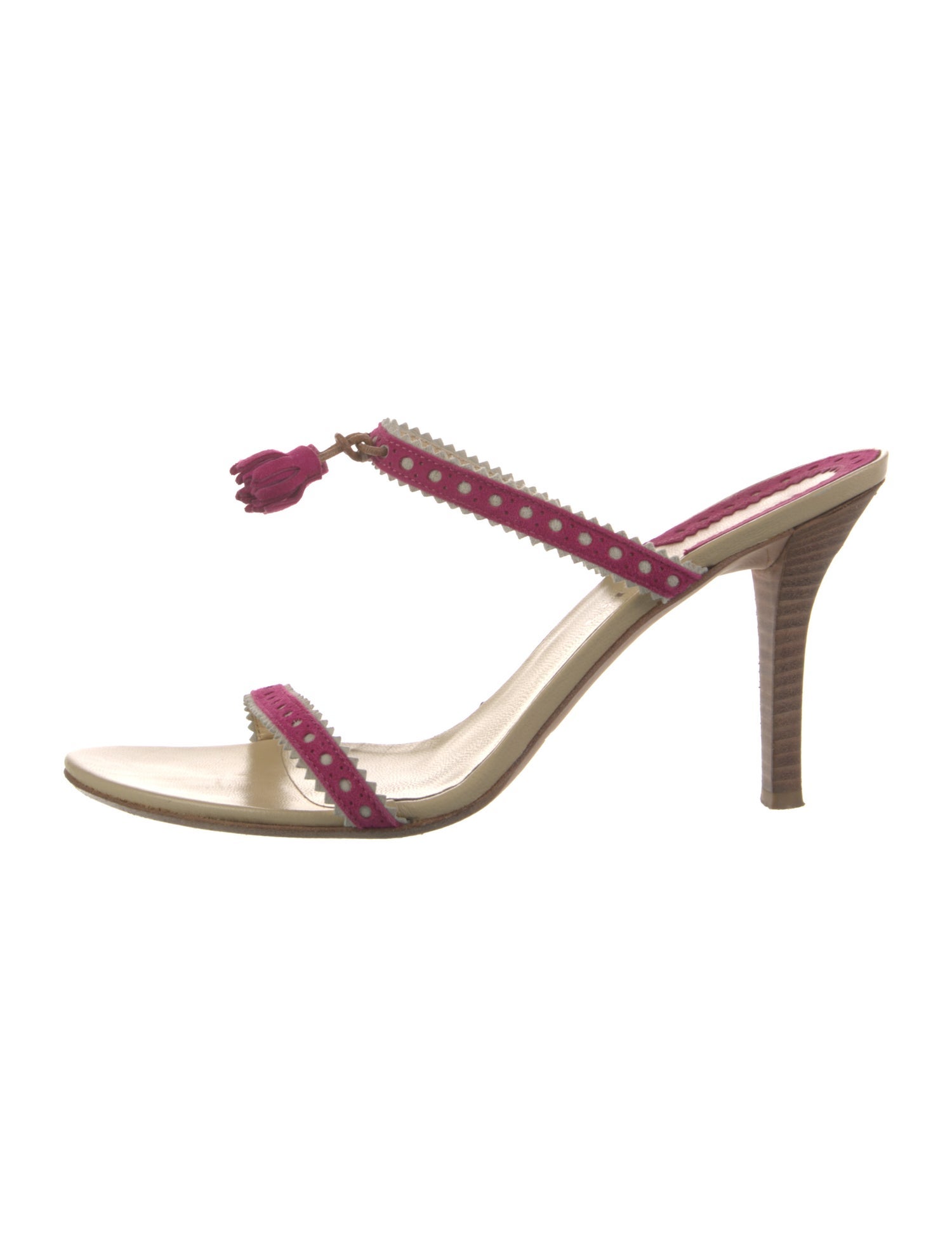 Burberry Suede Tassel Accents Slides