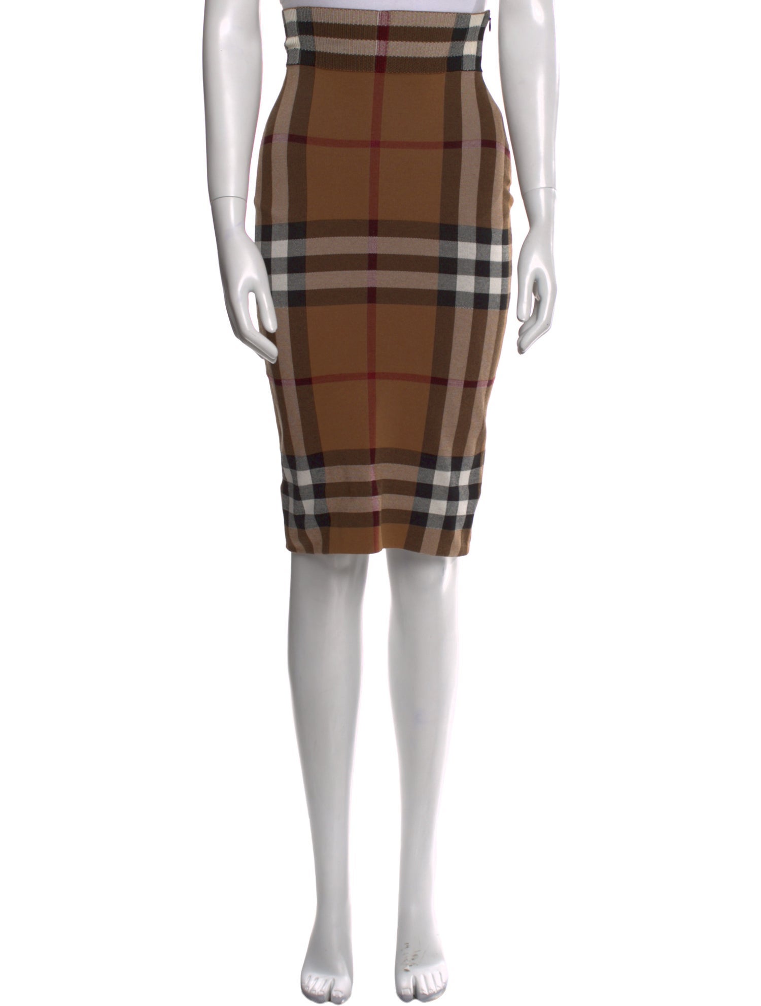 Burberry Plaid Print Knee-Length Skirt