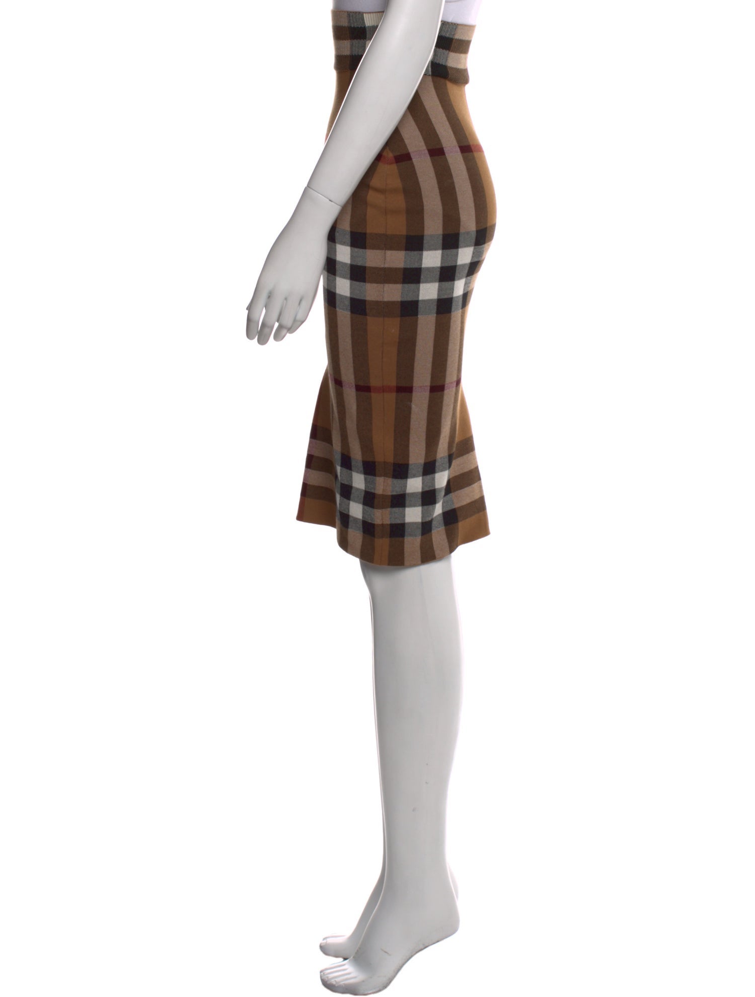 Burberry Plaid Print Knee-Length Skirt
