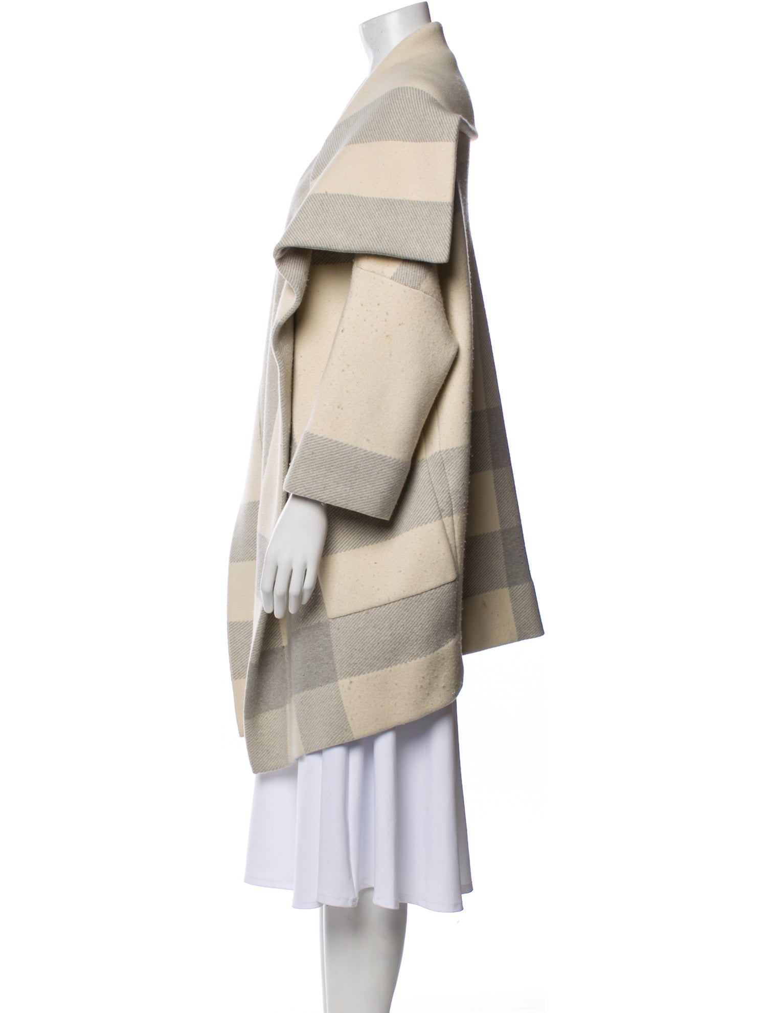 Burberry Wool Plaid Print Coat